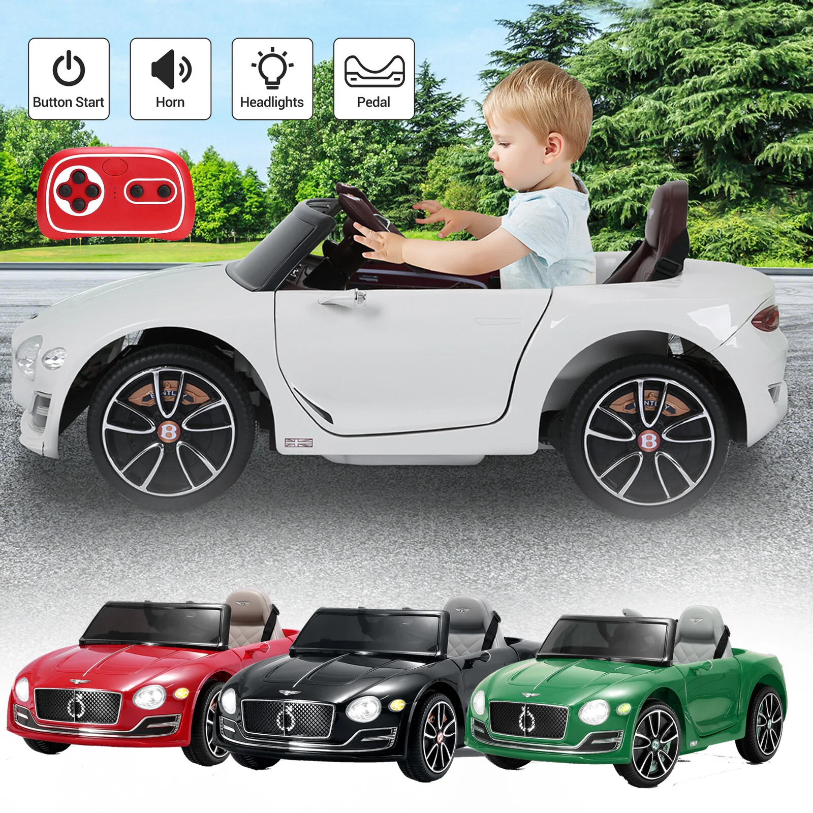 12V Kids Ride-On Car with Power Wheels, Remote Control, and LED Lights - Image 10