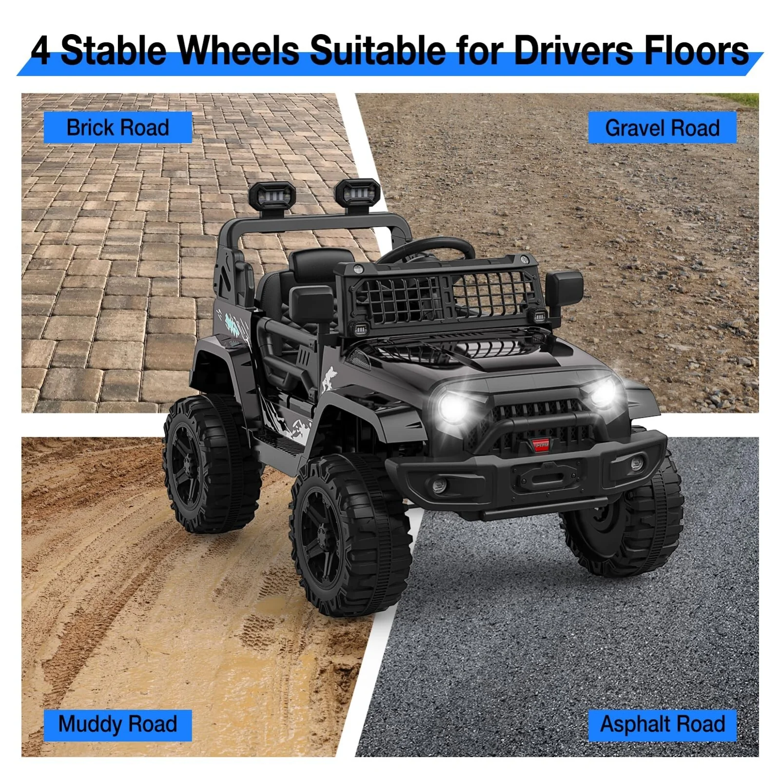 12V Kids Ride-On Truck Vehicle with Power Wheels, Remote Control, and Bluetooth - Image 3