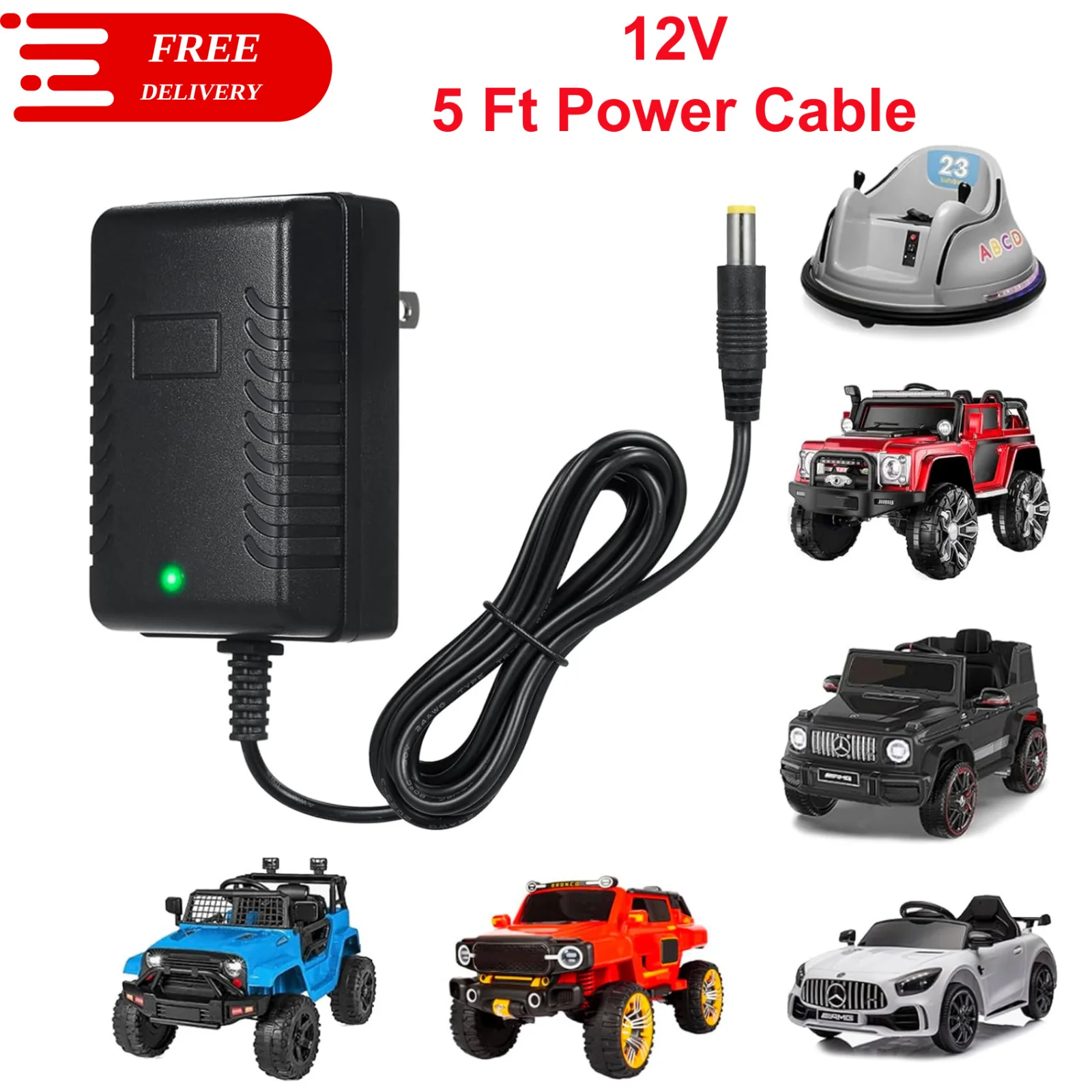 12V Kids Ride-On Car Battery Charger for Electric Toy Vehicles - Image 8