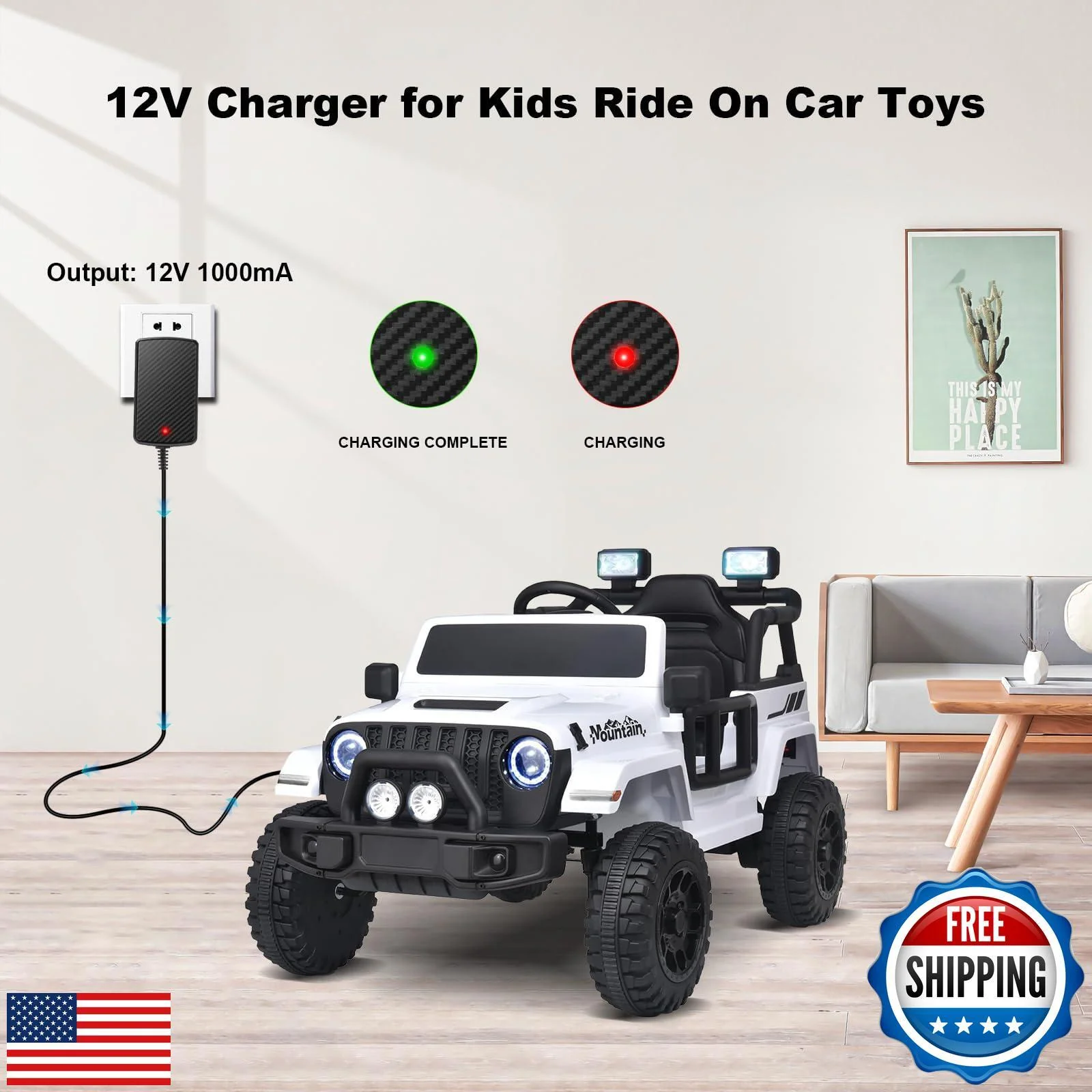 12V Battery Charger for Kids Ride-On Toy Cars Compatible with Wrangler SU Models - Image 4