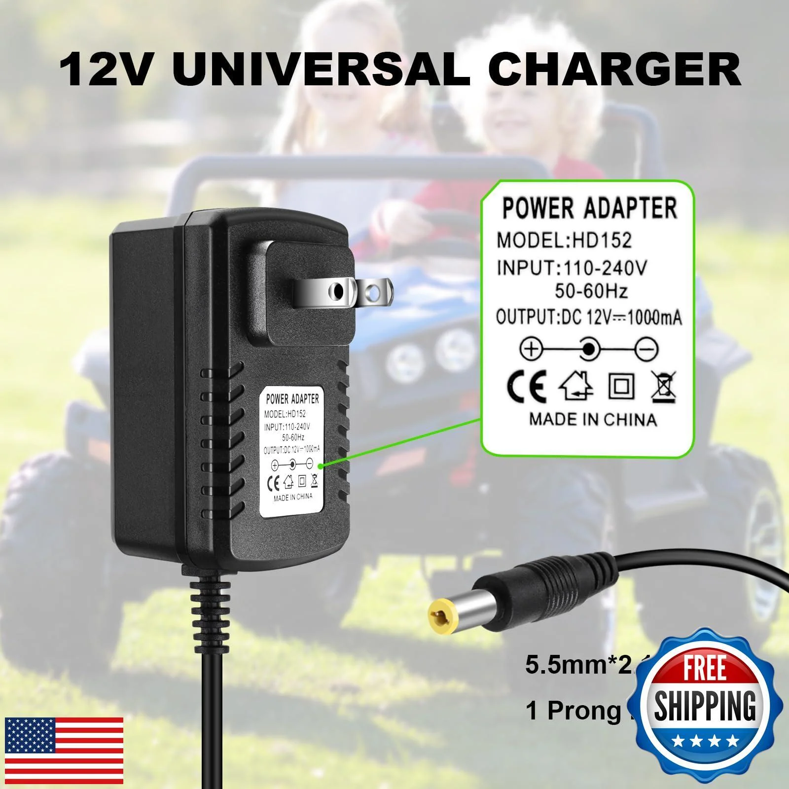 12V Battery Charger for Kids Ride-On Toy Cars Compatible with Wrangler SU Models - Image 5