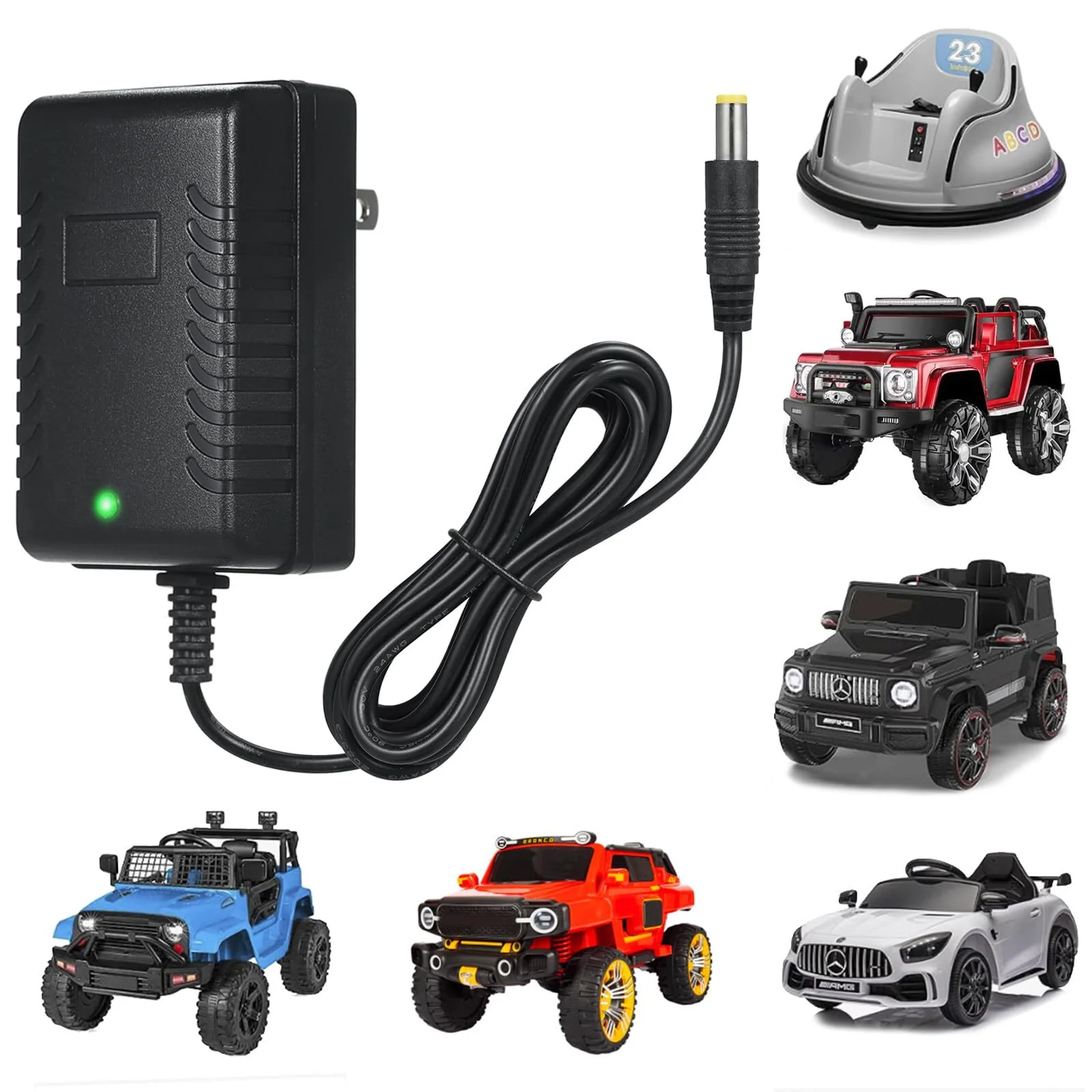 12V Battery Charger for Kids Ride-On Toy Cars and SUVs