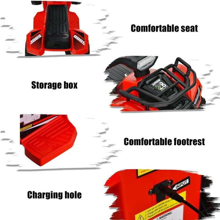 12V Kids Electric 4-Wheeler ATV Ride-On Vehicle with MP3 and LED Lights - Red - Image 12