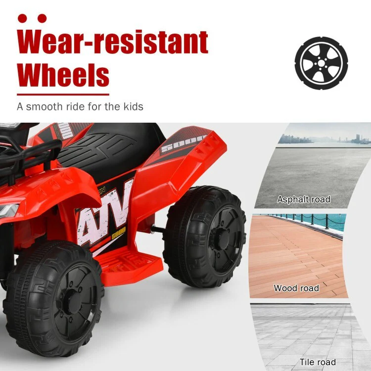 12V Kids Electric 4-Wheeler ATV Ride-On Vehicle with MP3 and LED Lights - Red - Image 9