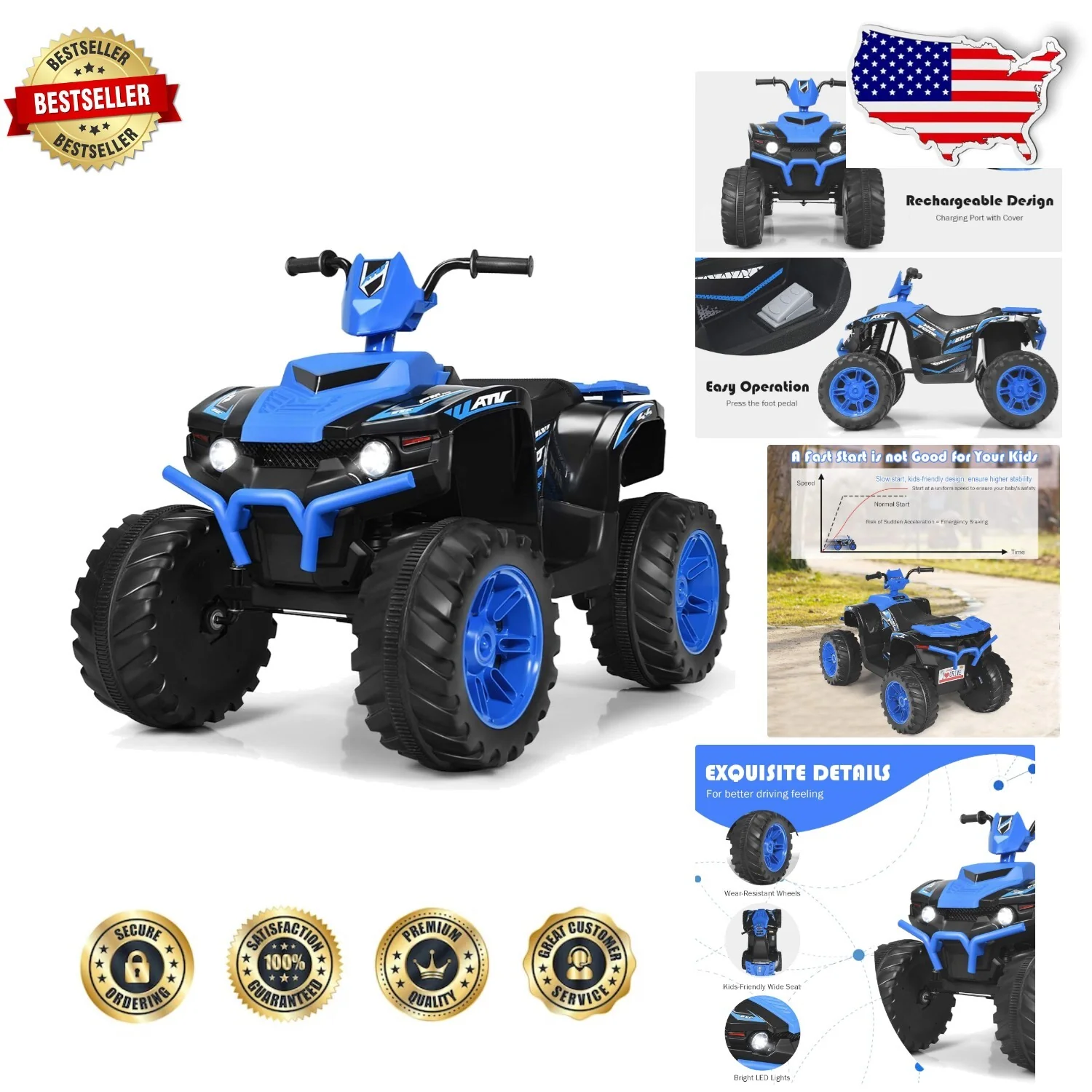 12V Kids Electric 4-Wheeler ATV with Music and Realistic Driving Features - Image 11