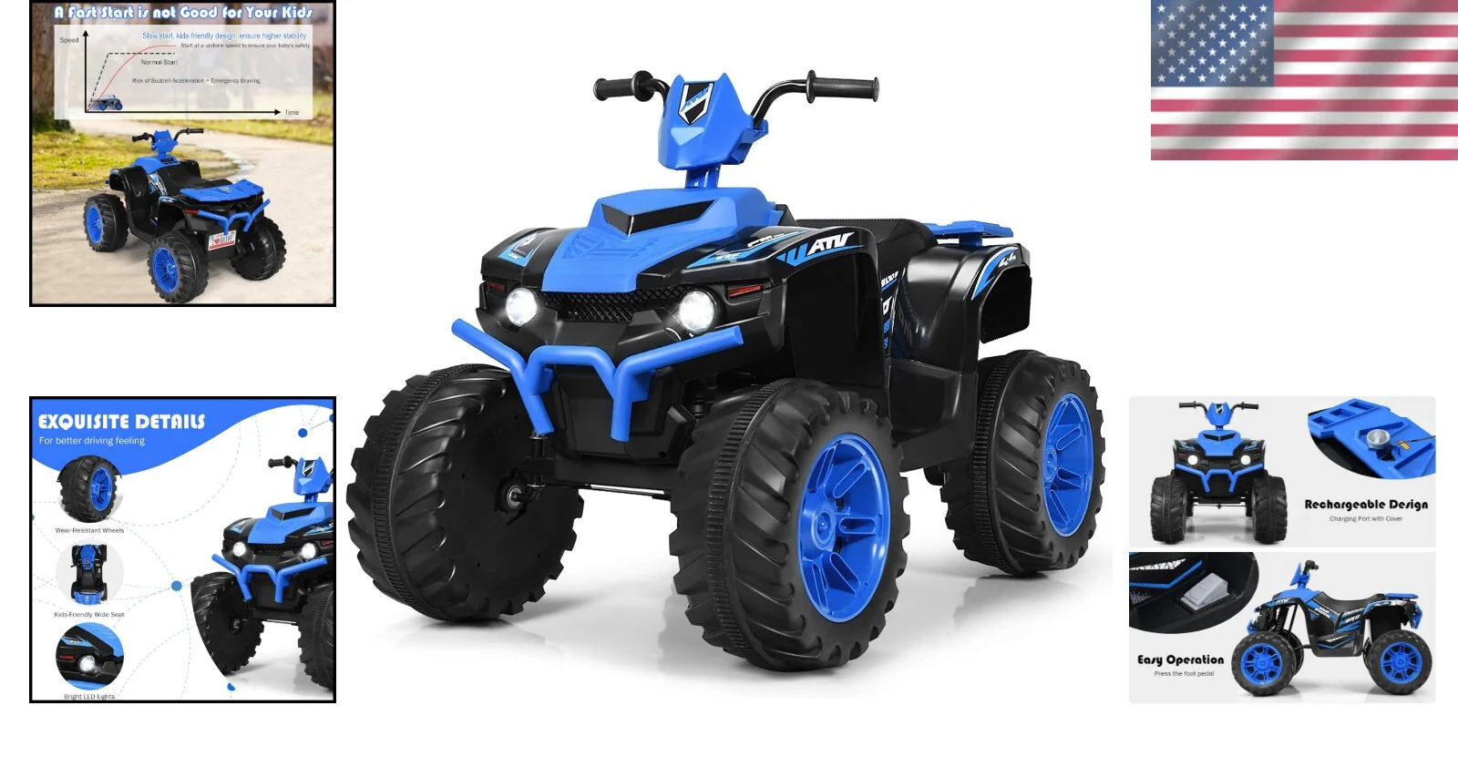 12V Kids Electric 4-Wheeler ATV with Music and Realistic Driving Features - Image 2