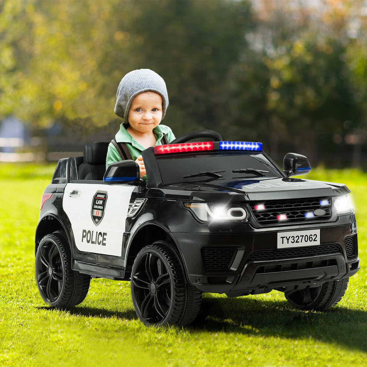 12V Kids Electric Ride-On Police Car with Bluetooth and Remote Control - Image 2