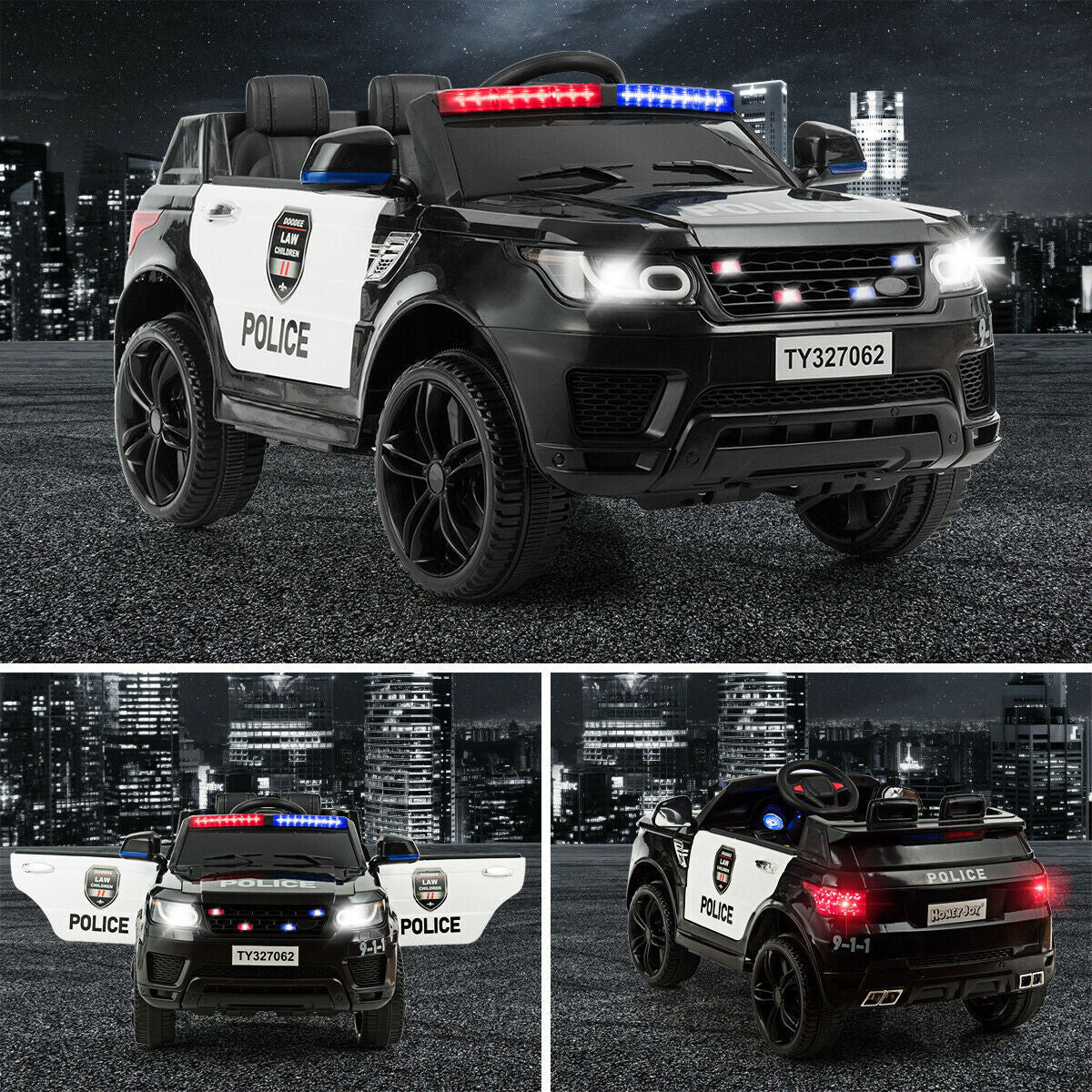12V Kids Electric Ride-On Police Car with Bluetooth and Remote Control - Image 7