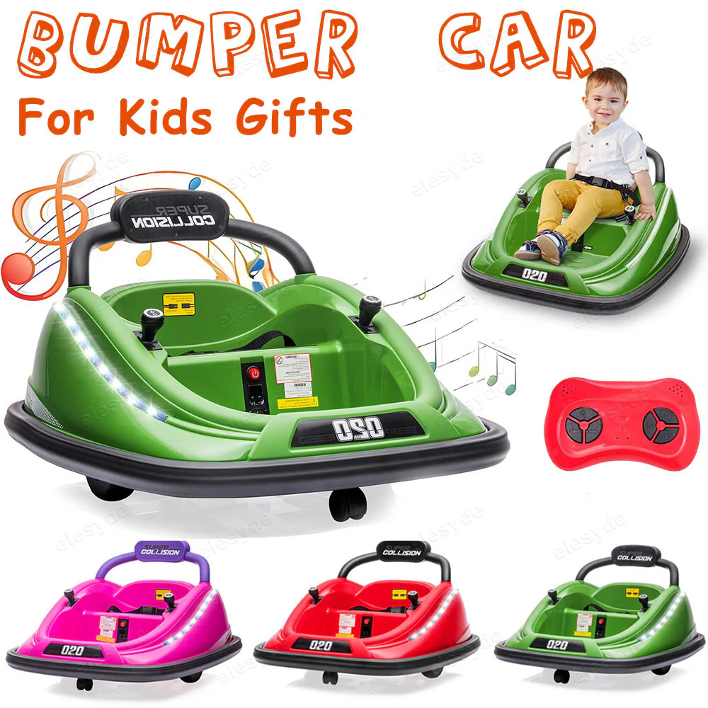 12V Kids Electric Bumper Ride-On Car with 360° Rotation, Remote Control, LED Lights, and Music - Image 9