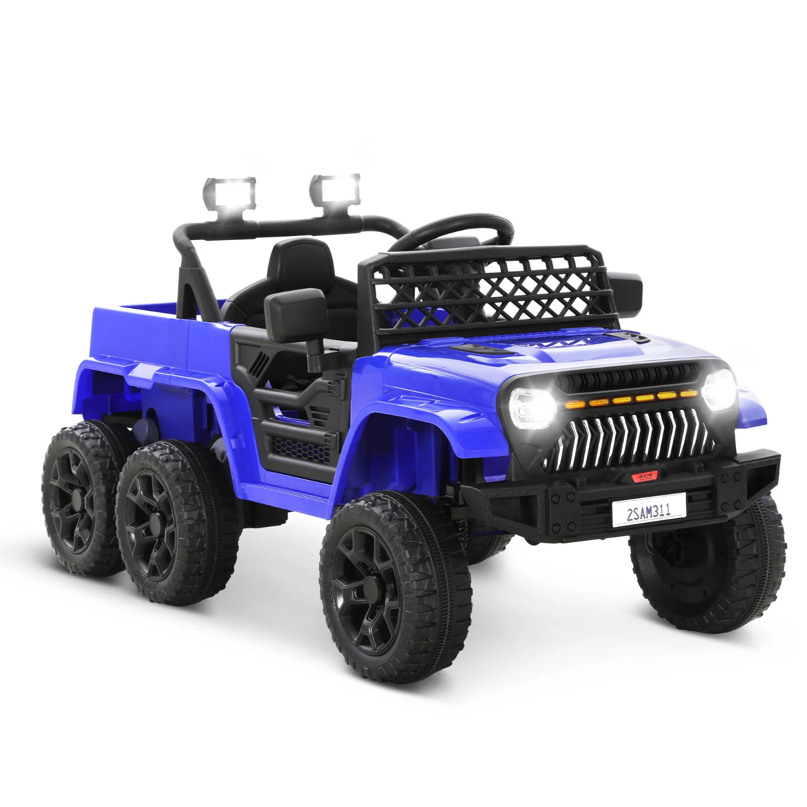12V Electric Ride-On Car for Kids with 6 Wheels and Parent Remote Control, Ages 3-10