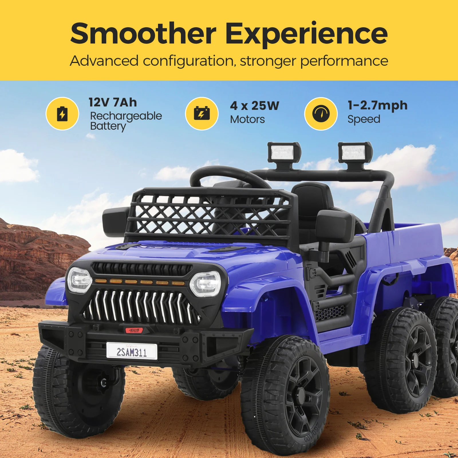 12V Electric Ride-On Car for Kids with 6 Wheels and Parent Remote Control, Ages 3-10 - Image 8