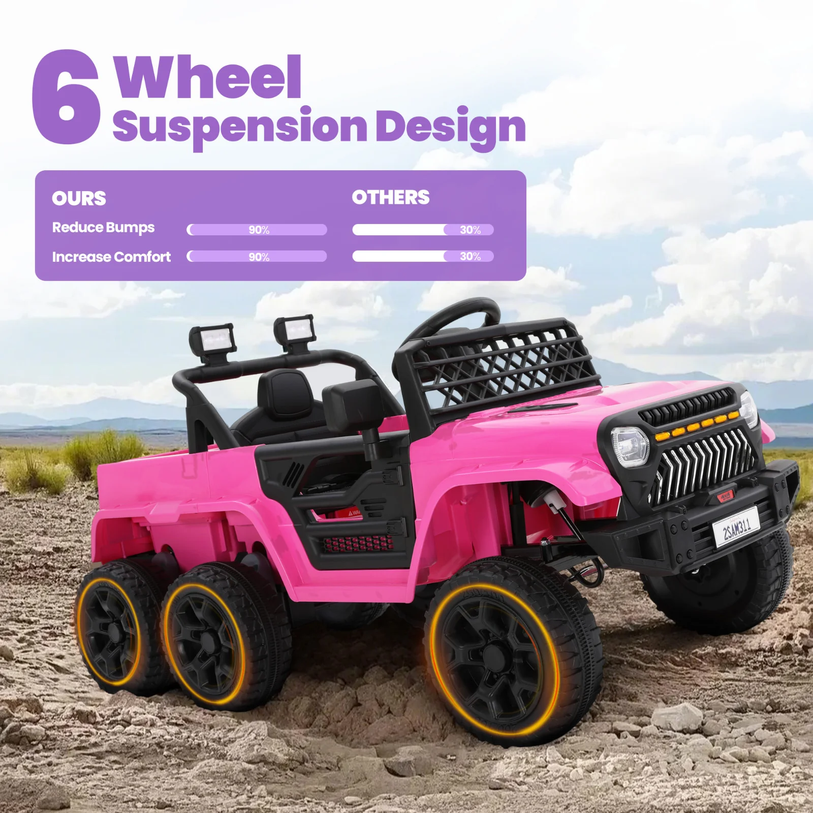 12V Electric Ride-On Car for Kids with 6 Wheels and Parent Remote Control, Ages 3-10 - Image 3