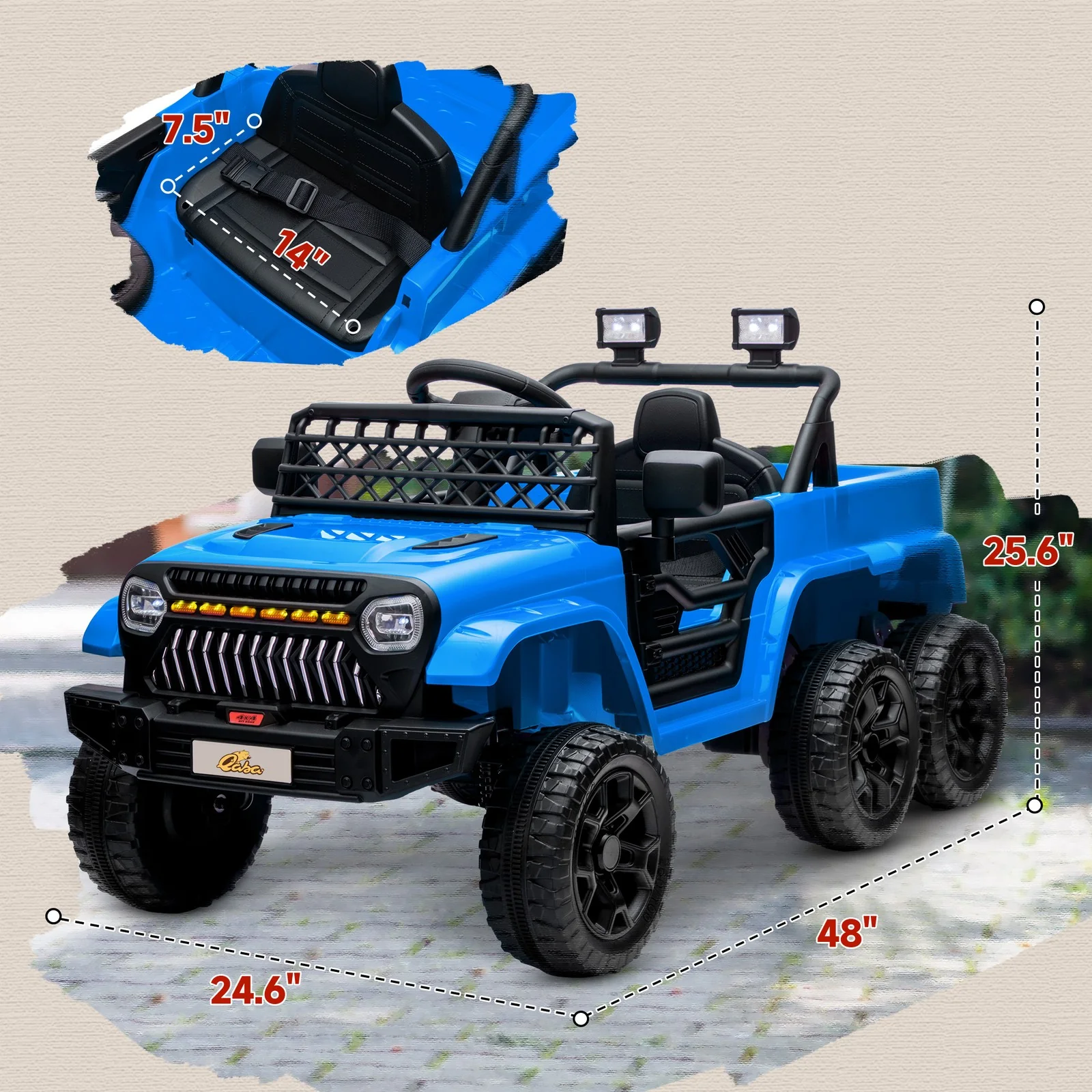 12V Kids Electric Car with 2WD/4WD Switch, Remote Control and Blue Lights - Image 2