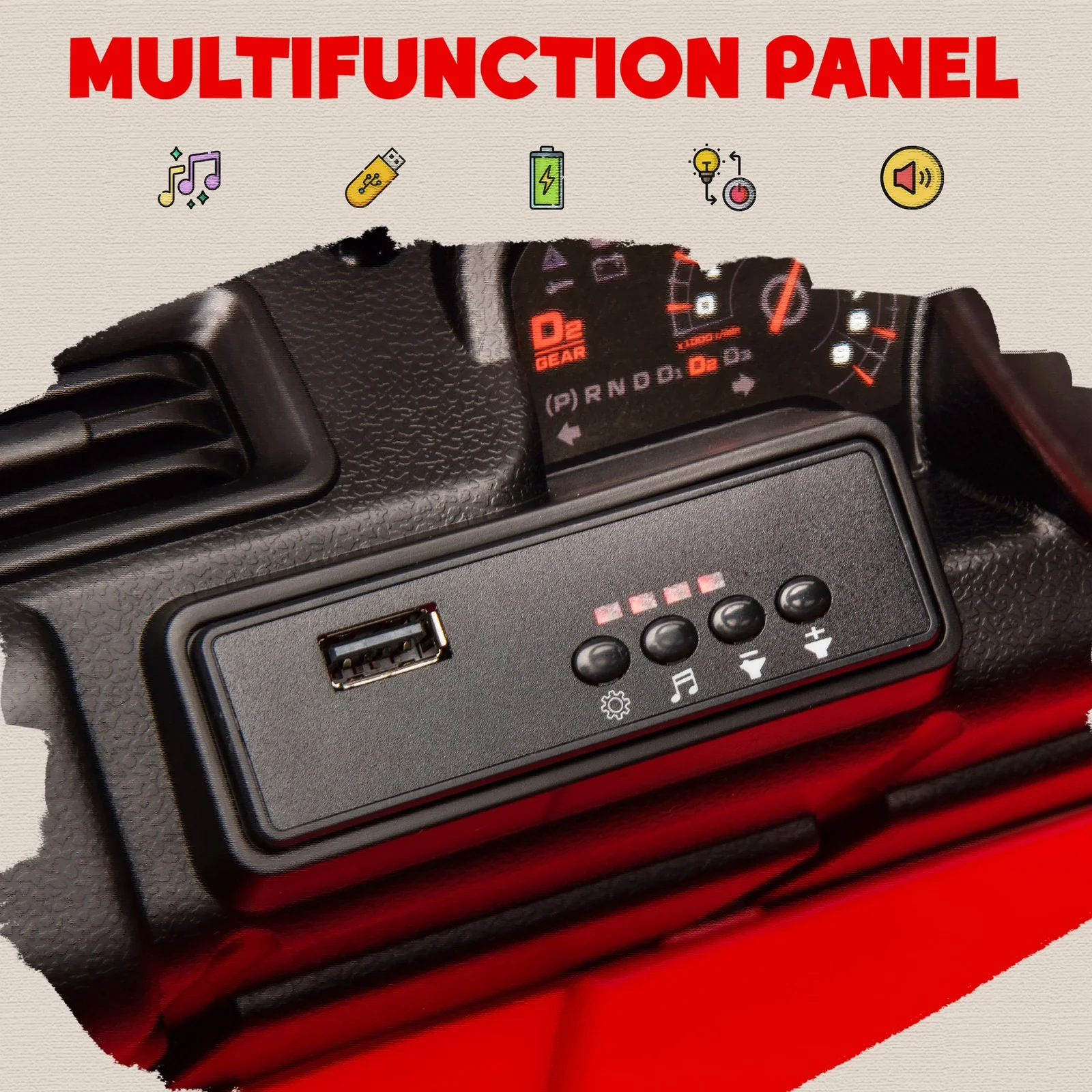 12V Kids Electric Ride-On Car with 2WD/4WD Switch and Remote Control in Red - Image 11