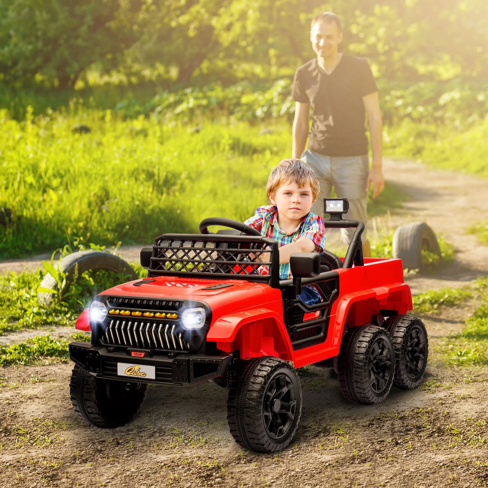 12V Kids Electric Ride-On Car with 2WD/4WD Switch and Remote Control in Red - Image 12