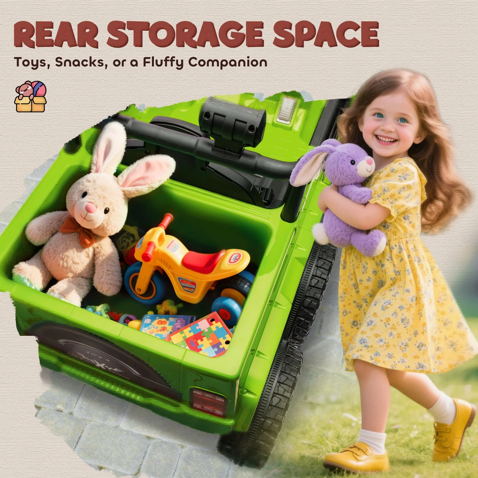 12V Kids Electric Car with Switchable 2WD/4WD and Remote Control Green - Image 6