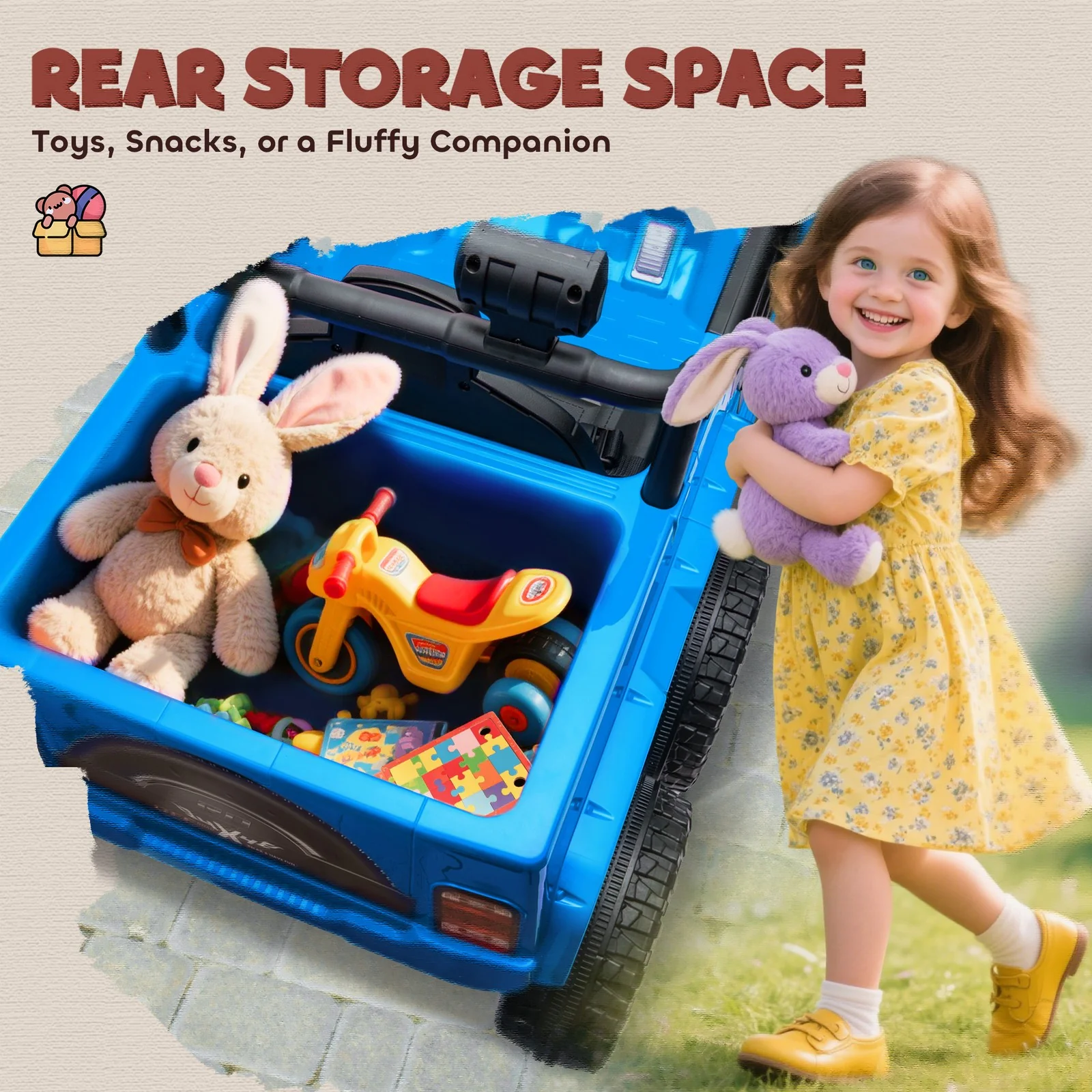 12V Kids Electric Car with Switchable 2WD/4WD, Remote Control and Lights, Blue - Image 6