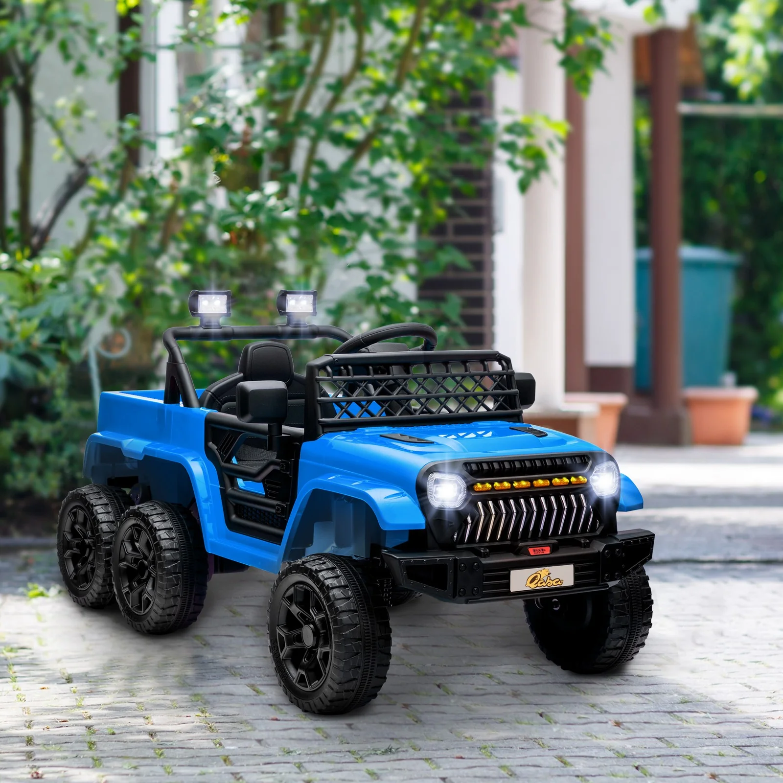 12V Kids Electric Car with Switchable 2WD/4WD, Remote Control and Lights, Blue - Image 9
