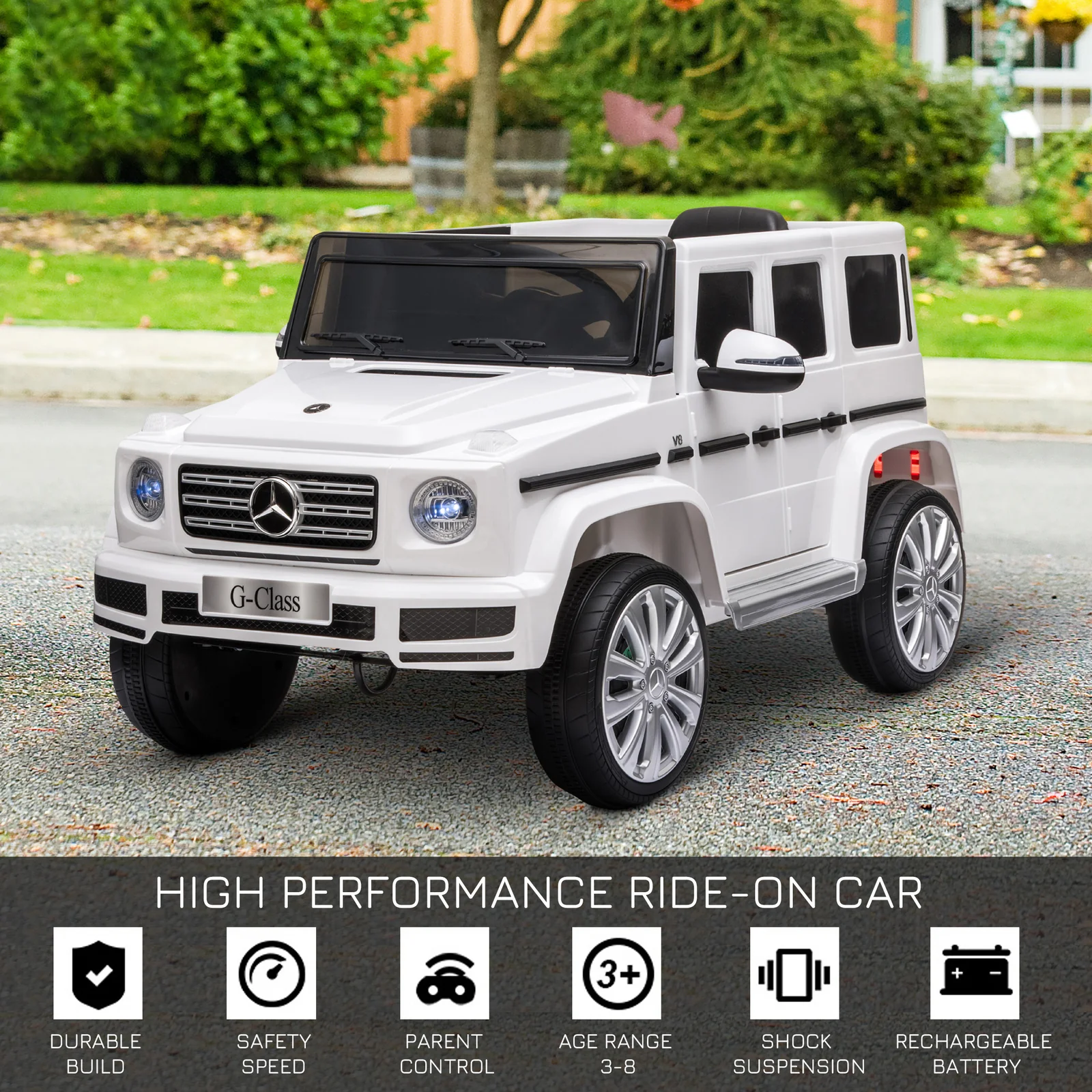12V Kids Electric Ride-On Car with Remote Control, Headlights, Music, Suspension, and Storage Compartment - Image 9