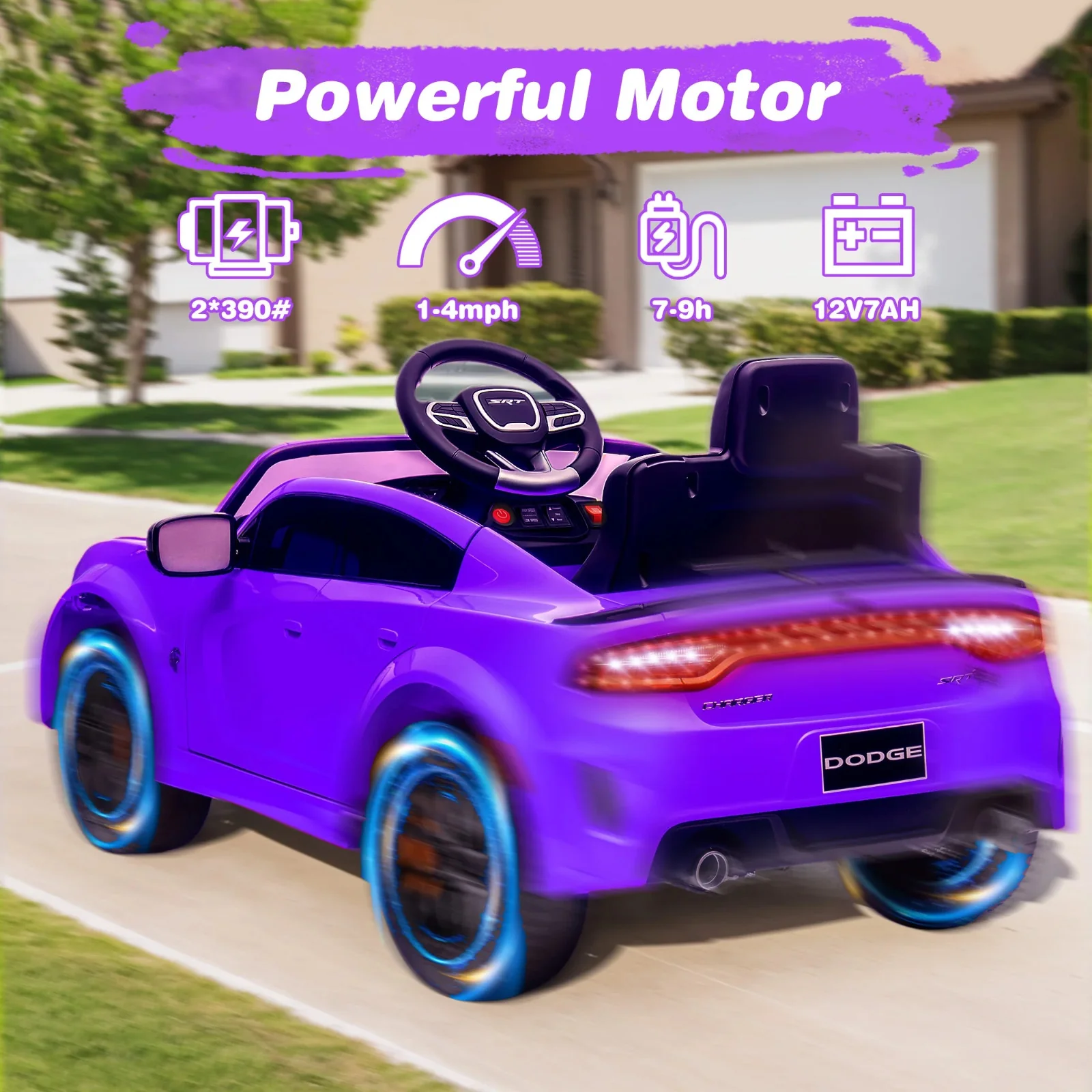 12V Kids Electric Ride-On Car Licensed Dodge Charger with Remote Control - Image 5