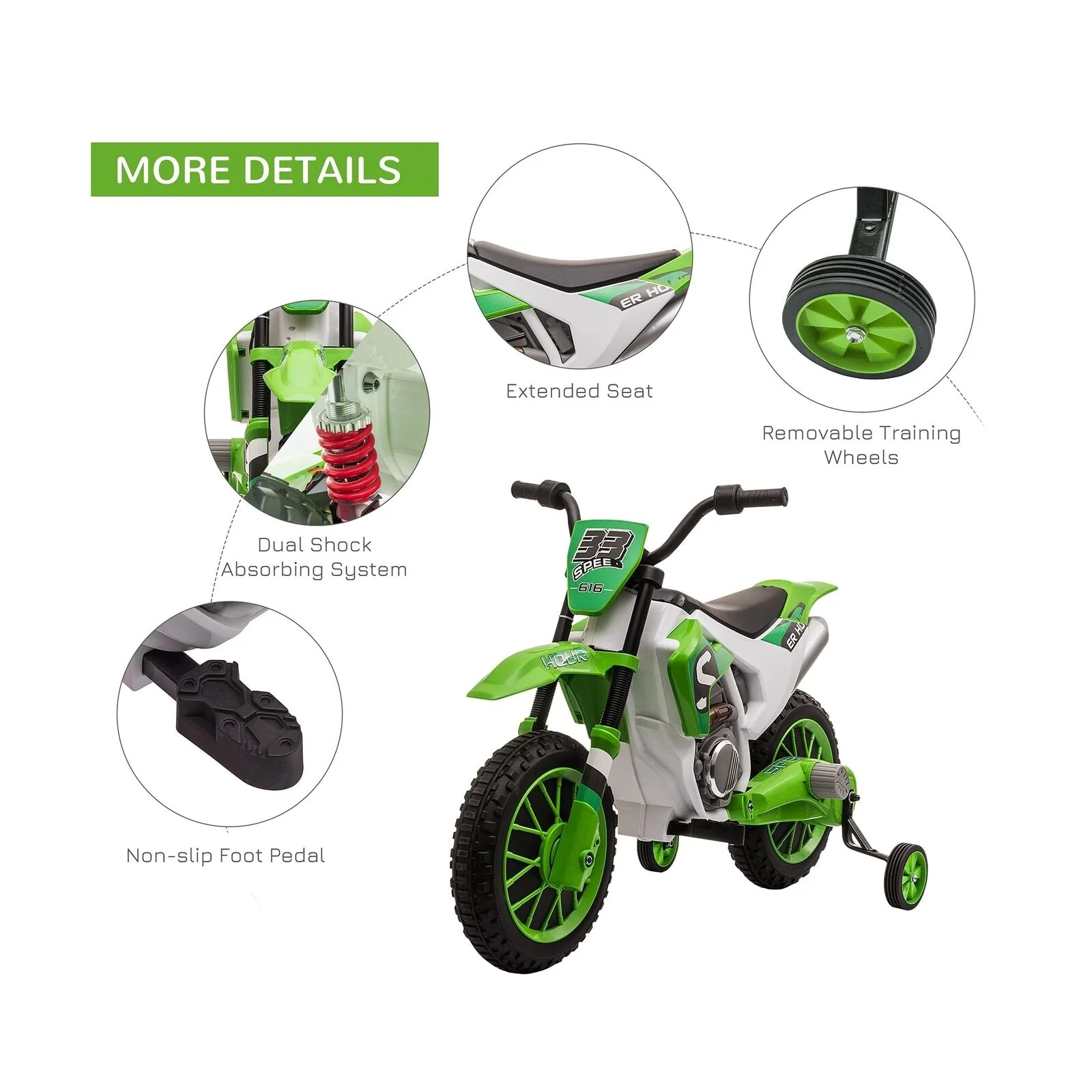 12V Kids Electric Dirt Bike Ride-On Toy by Aosom - Battery-Powered Off-Road Fun! - Image 6