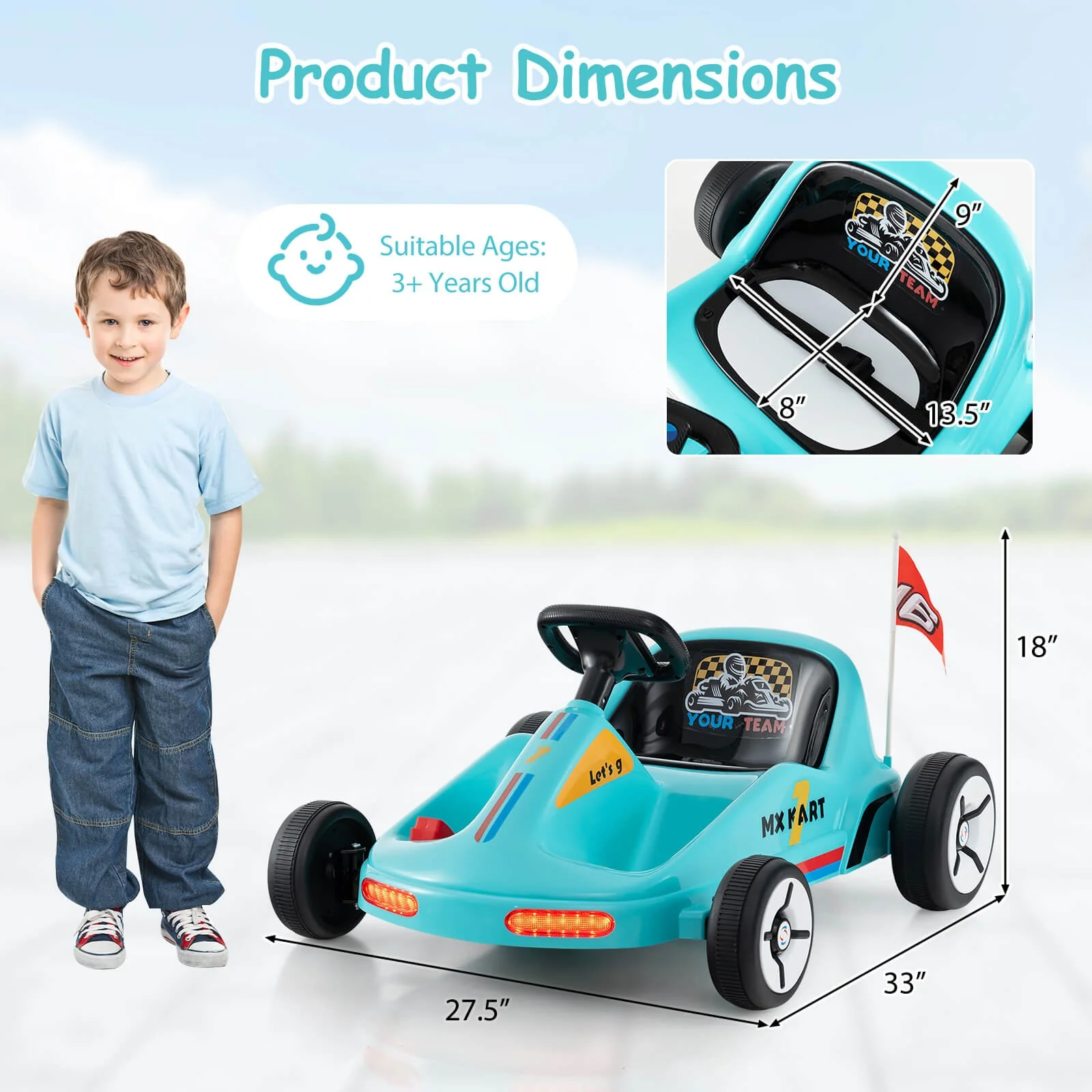 12V Kids Electric Ride-On Go-Kart with 7AH Battery and Remote Control - Image 2