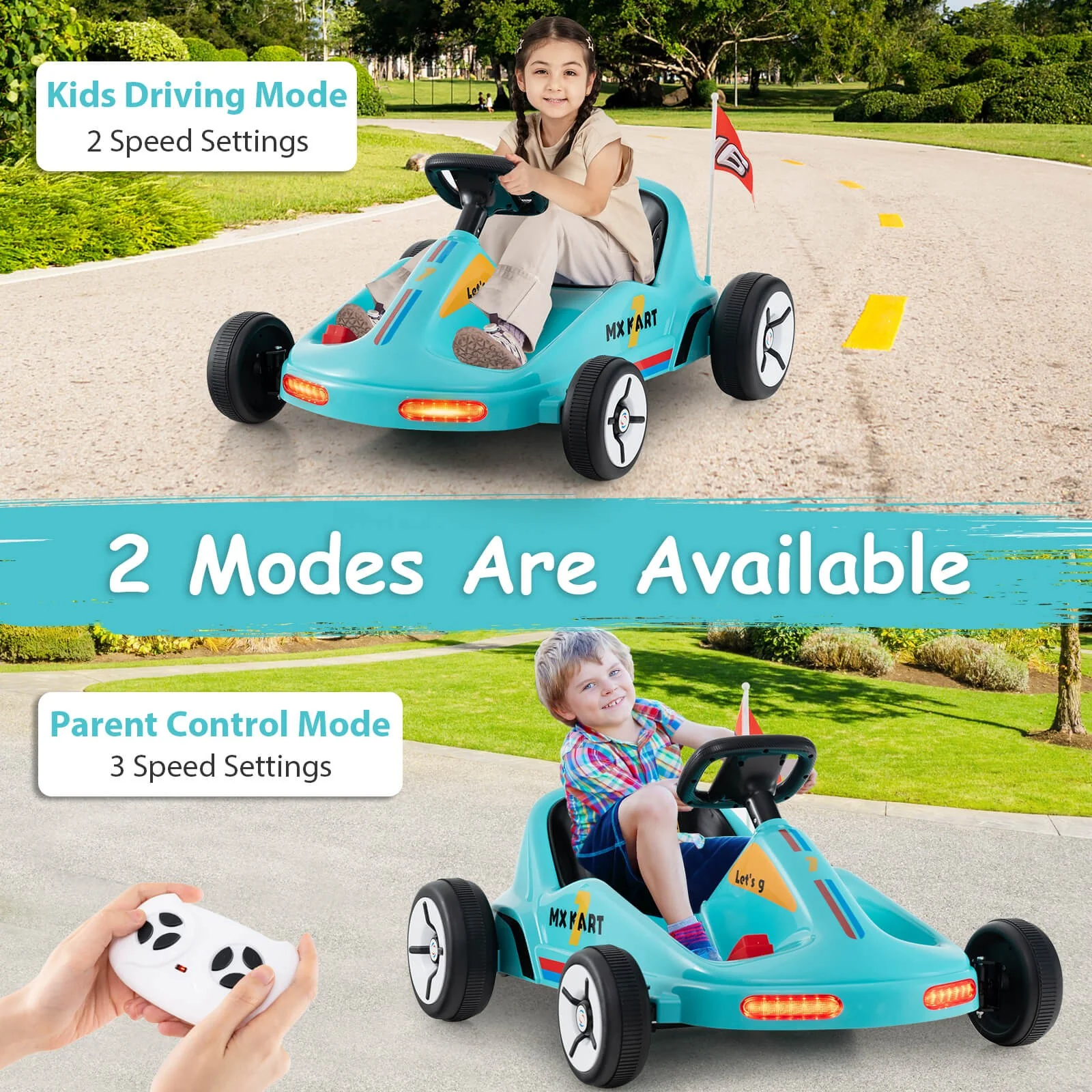 12V Kids Electric Ride-On Go-Kart with 7AH Battery and Remote Control - Image 4