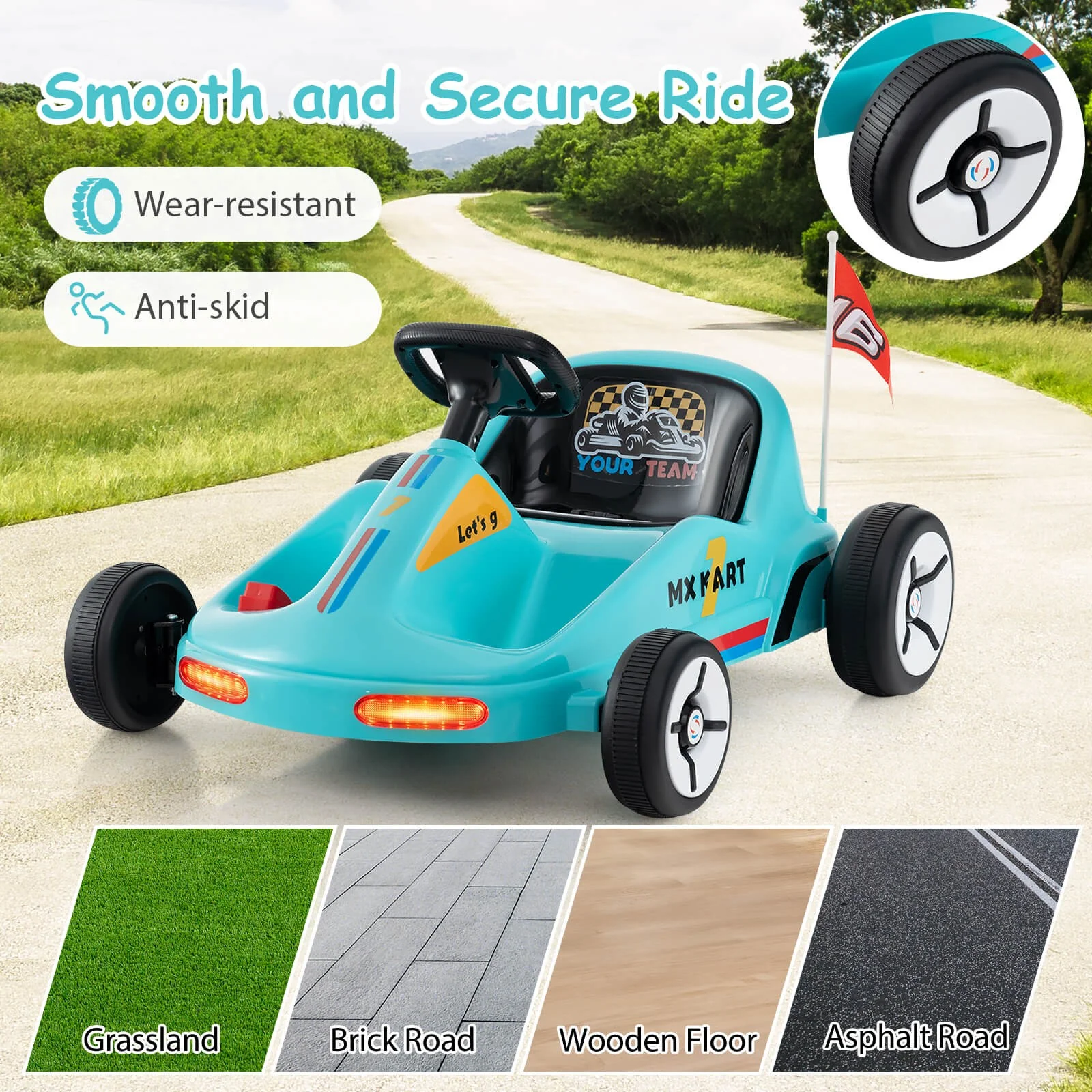 12V Kids Electric Ride-On Go-Kart with 7AH Battery and Remote Control - Image 6