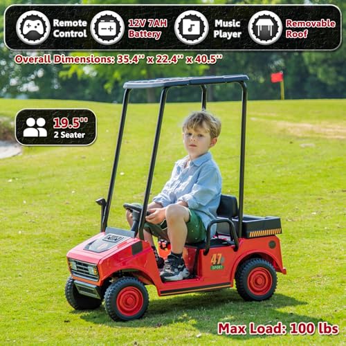 12V Kids Electric Golf Cart Ride On Car with Parental Remote Control - Image 18