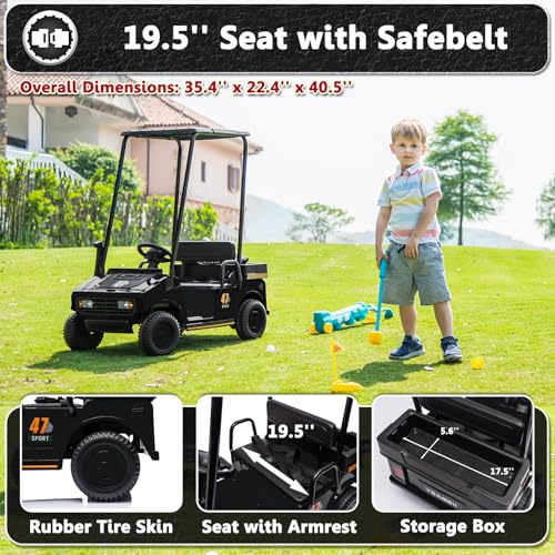 12V Kids Electric Golf Cart Ride On Car with Parental Remote Control - Image 6
