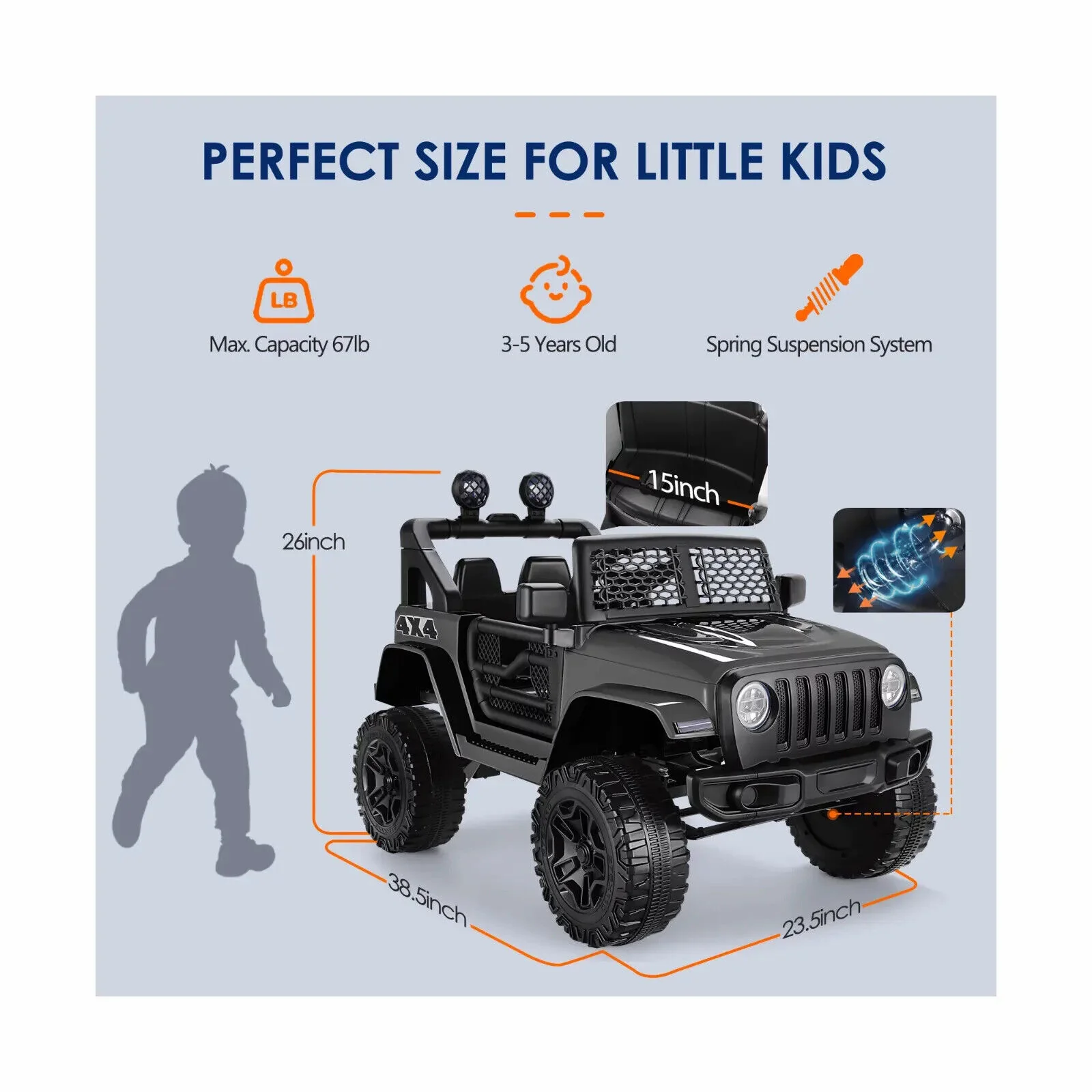 12V Kids Electric Jeep Car with Remote Control, Bluetooth, LED Lights, and MP3 Player - Image 8