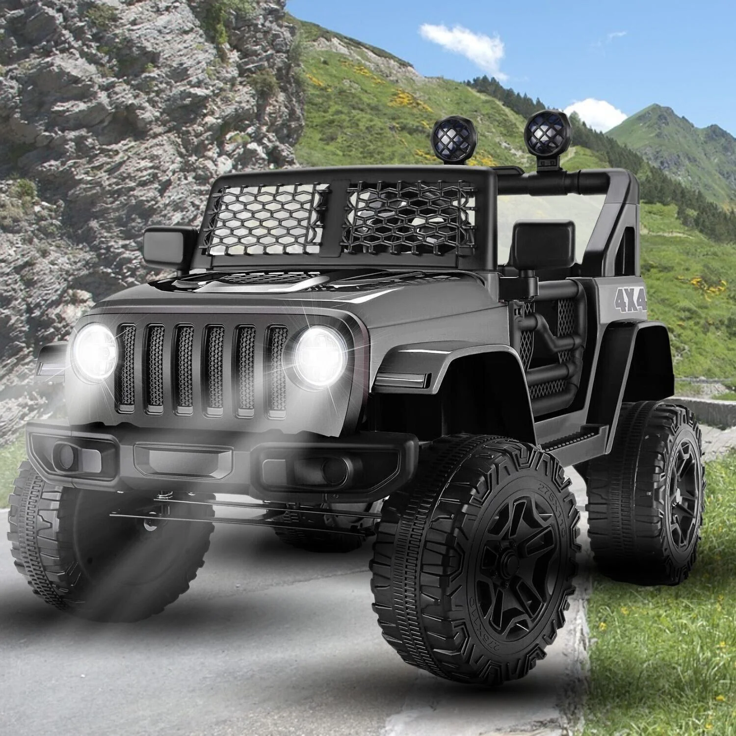 12V Kids Electric Jeep with Remote Control, 3 Speeds, LED Lights, and MP3 Player - Image 2