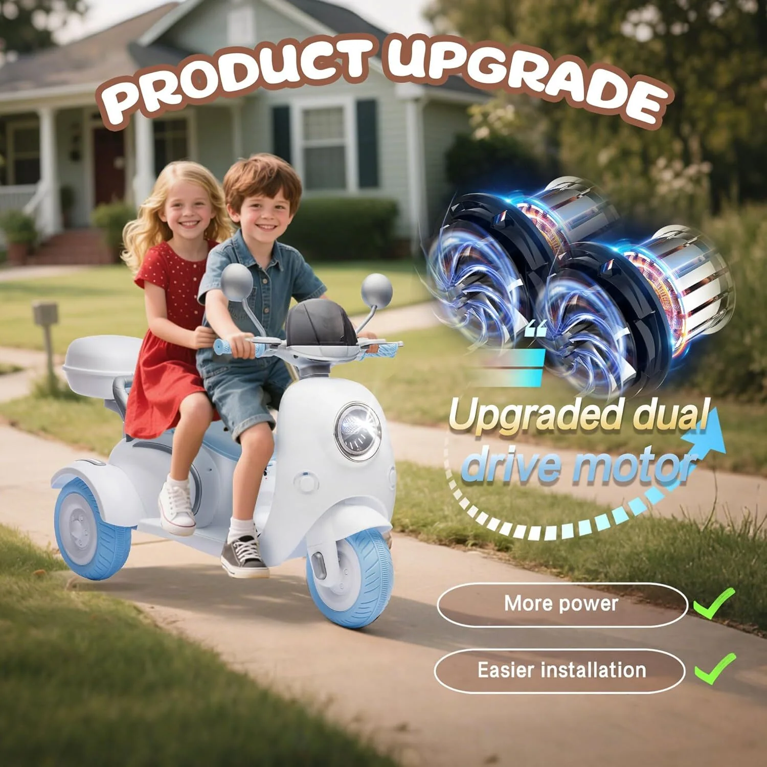12V Kids Electric Dual Motor Ride-On Tricycle Toy with Bluetooth Music - Image 27