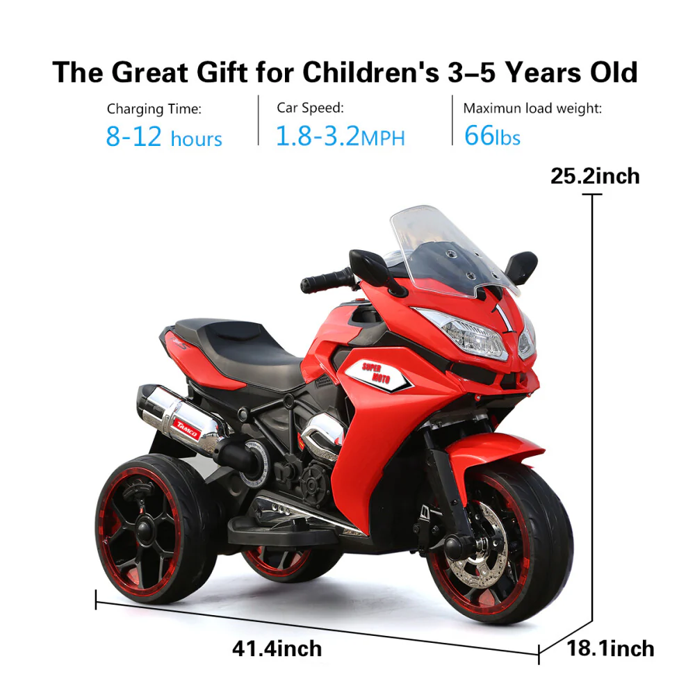 12V Kids Electric Ride-On Motorcycle with 3 LED Lighted Wheels - Image 6