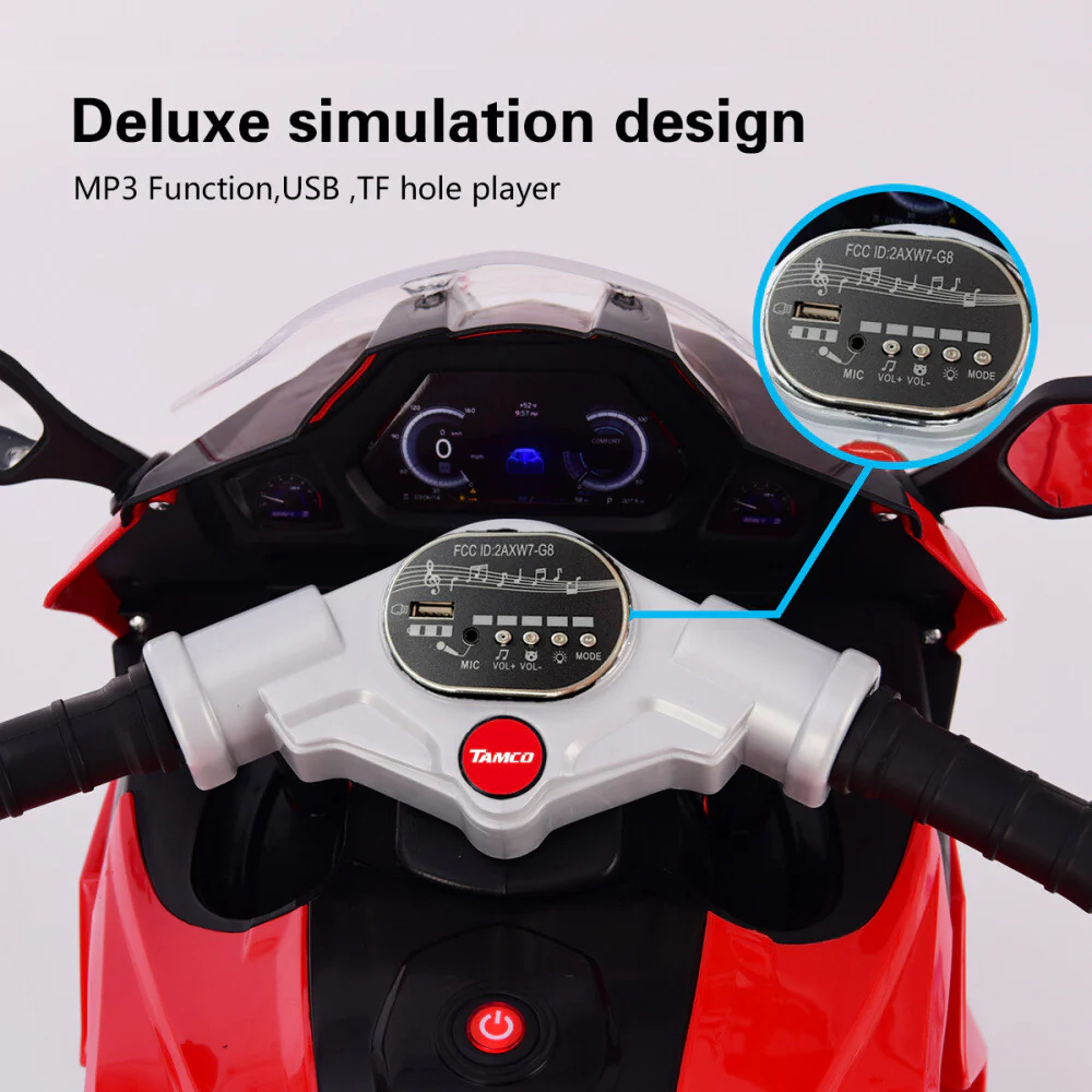 12V Kids Electric Ride-On Motorcycle with 3 LED Lighted Wheels - Image 7