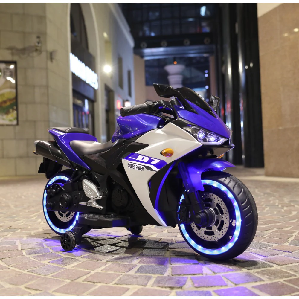 12V Kids Electric Ride-On Motorcycle Toy with Bluetooth Music, Auxiliary Wheels, and LED Lights - Image 16
