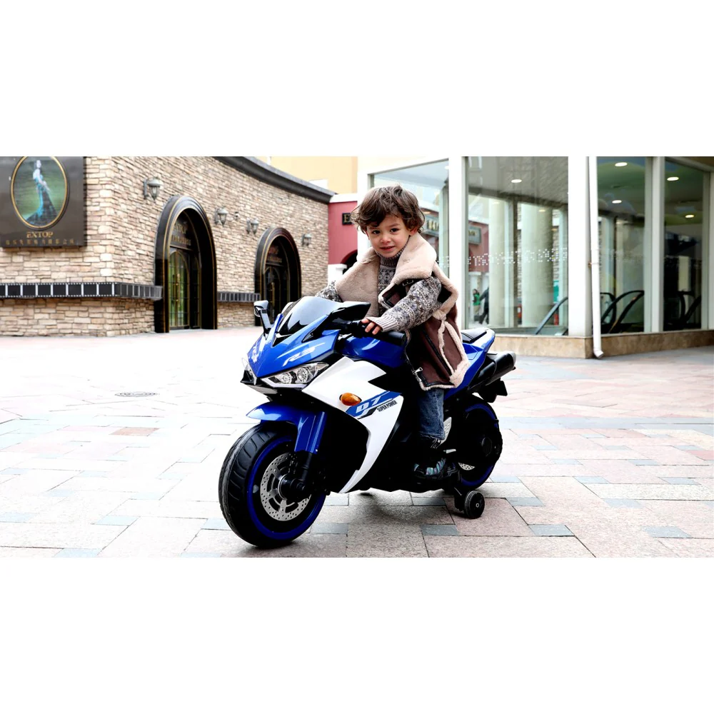 12V Kids Electric Ride-On Motorcycle Toy with Bluetooth Music, Auxiliary Wheels, and LED Lights - Image 24