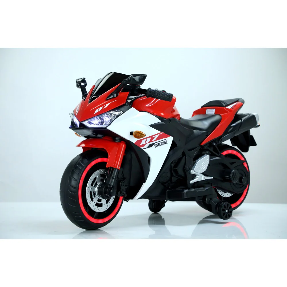 12V Kids Electric Ride-On Motorcycle Toy with Bluetooth Music, Auxiliary Wheels, and LED Lights - Image 31
