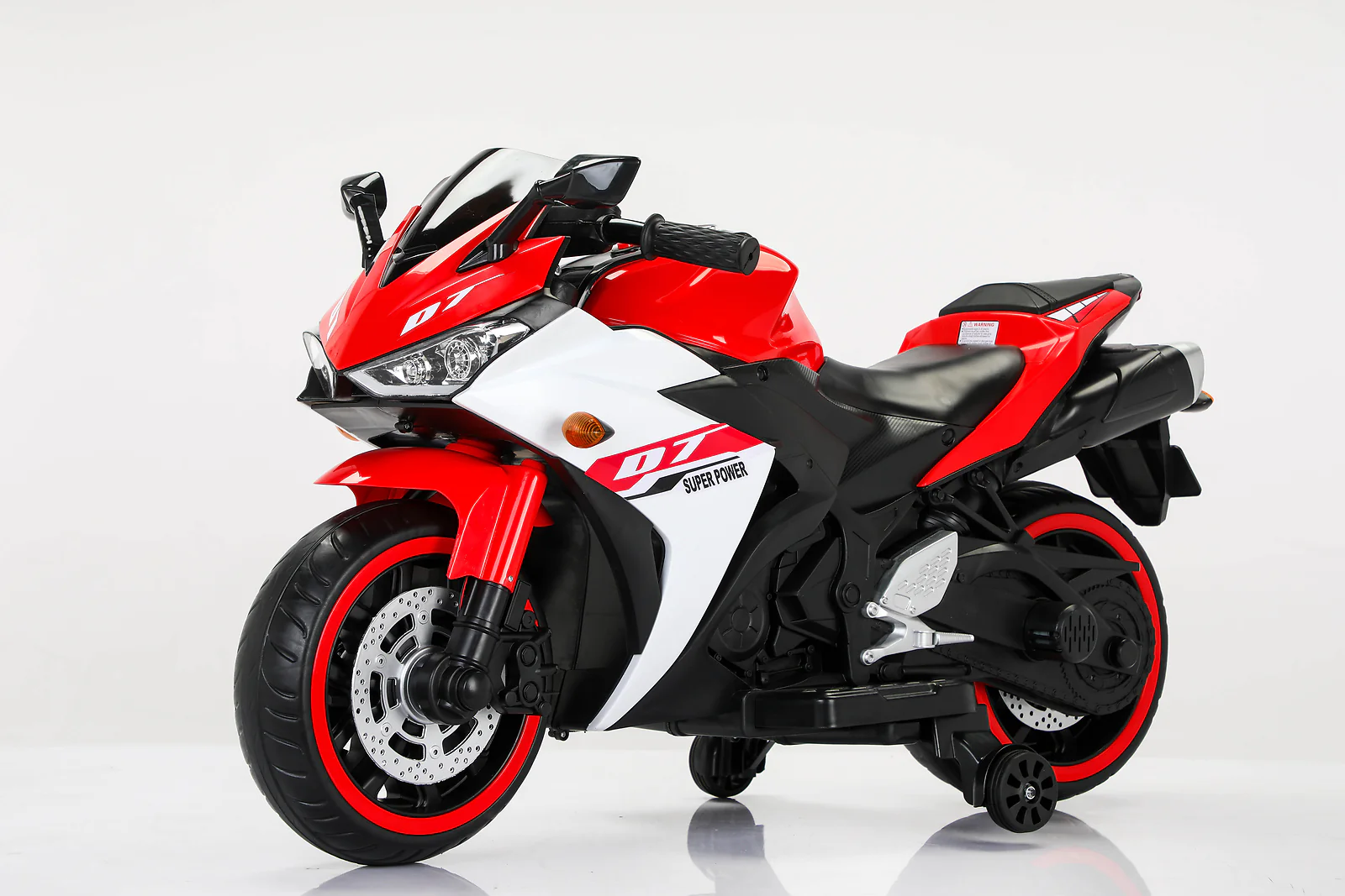 12V Kids Electric Ride-On Motorcycle Toy Car with Training Wheels and LED Lights - Image 3