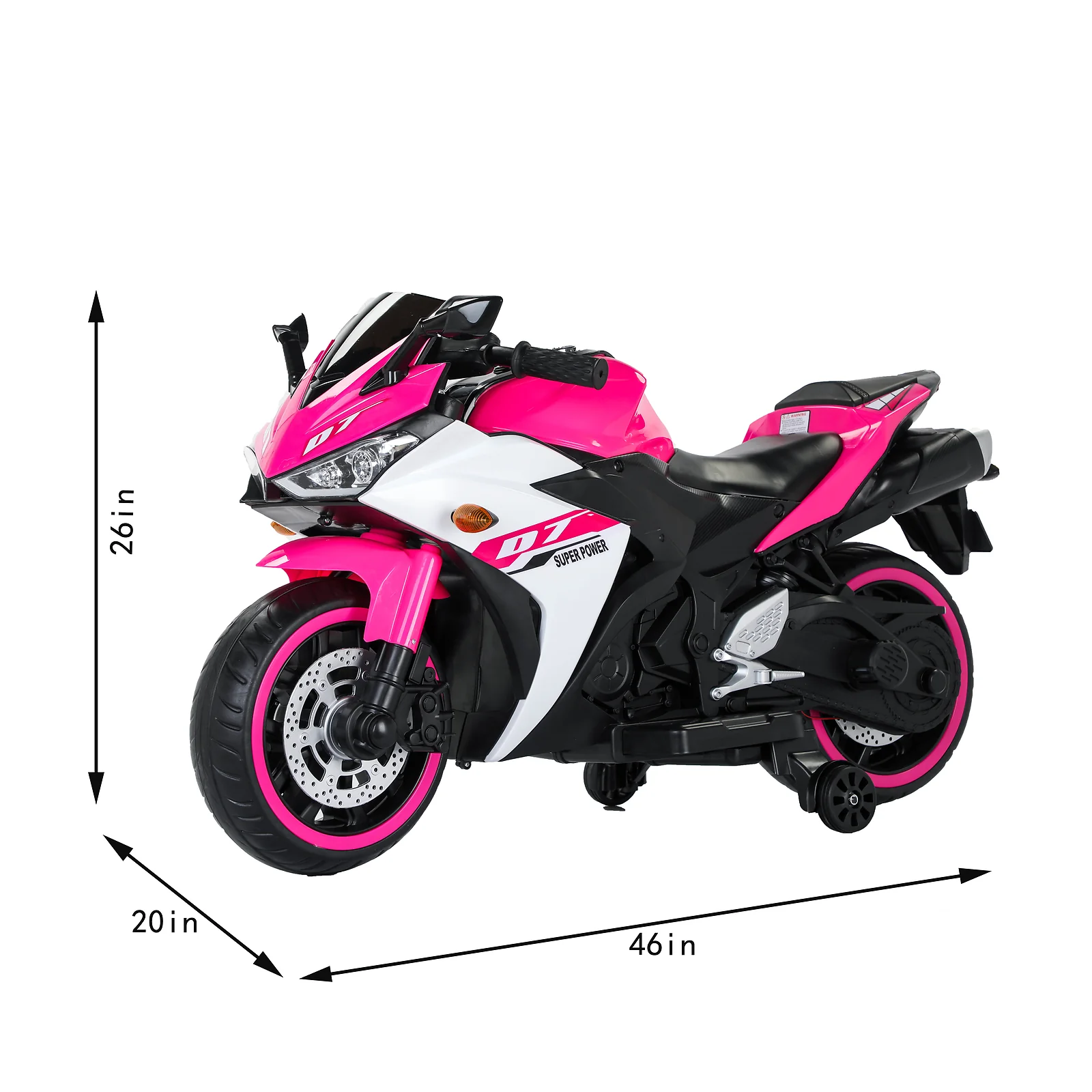 12V Kids Electric Ride-On Motorcycle Toy Car with Training Wheels and LED Lights - Image 7