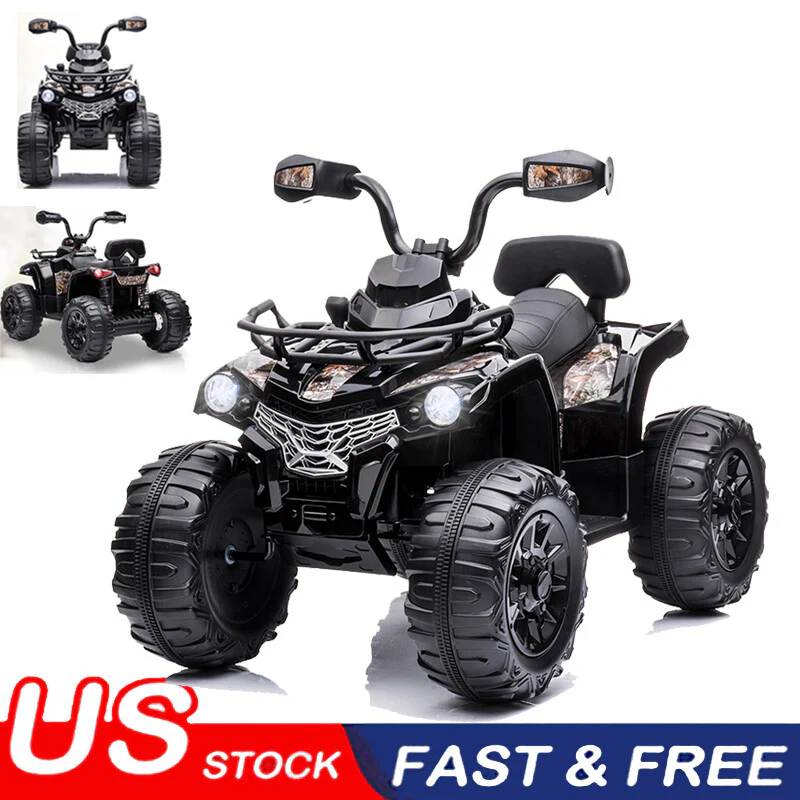 12V Kids Electric Ride-On ATV 4-Wheeler Quad Car with MP3 and LED Lights Black - Image 11
