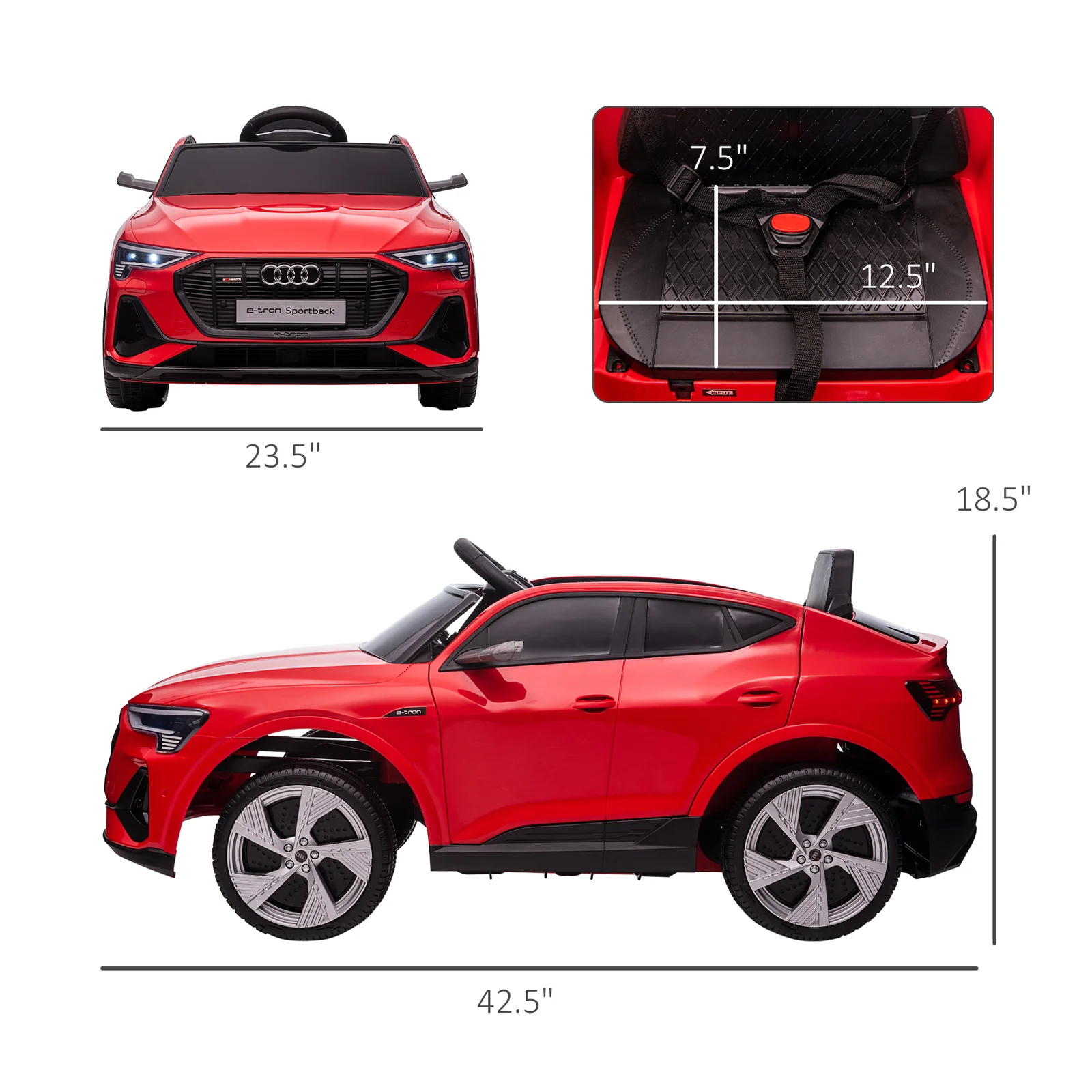 12V Electric Ride-On Audi E-Tron Car for Kids with Battery and Parental Remote Control - Image 3