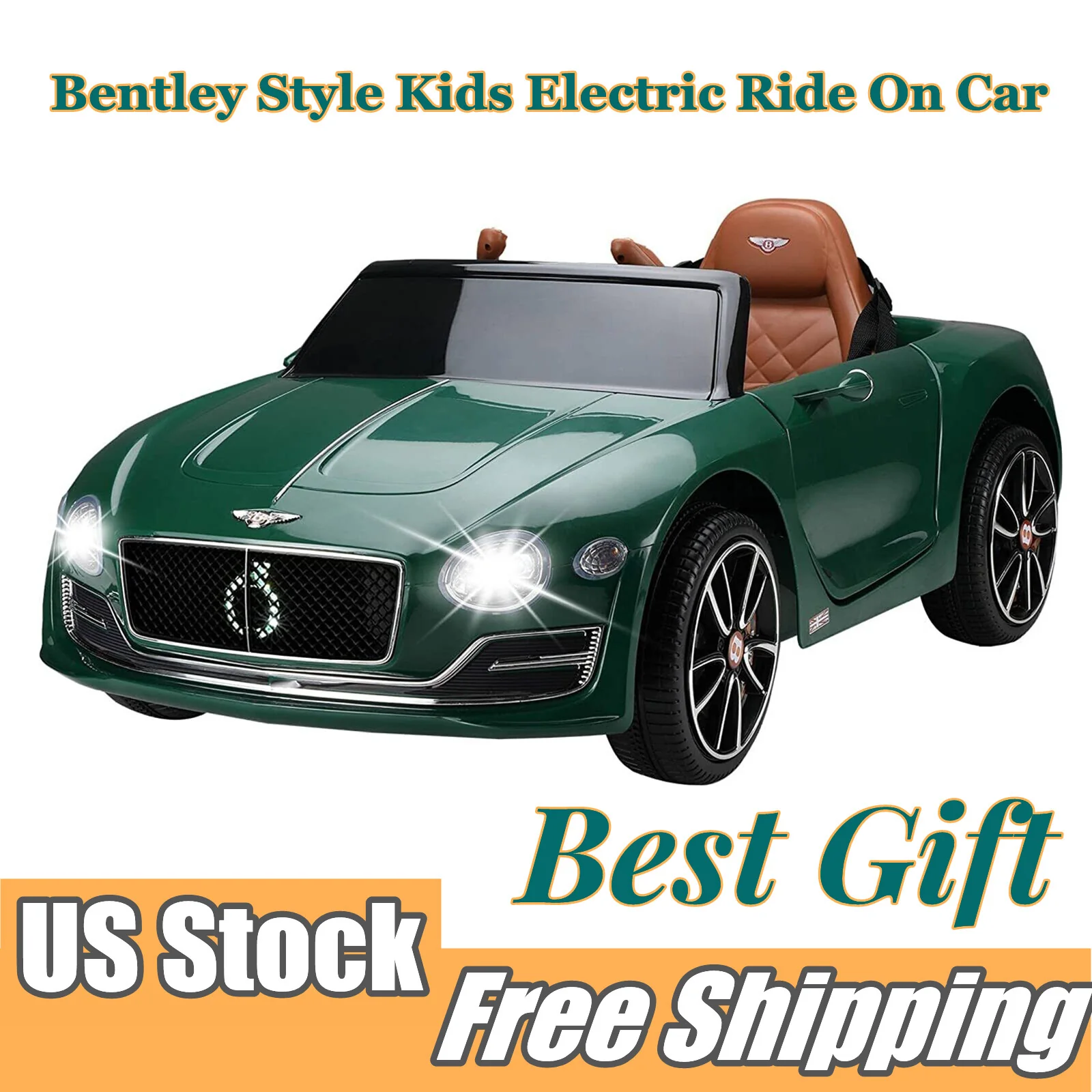 12V Kids Electric Ride-On Car with Remote Control and LED Lights Bentley Style Toy - Image 13