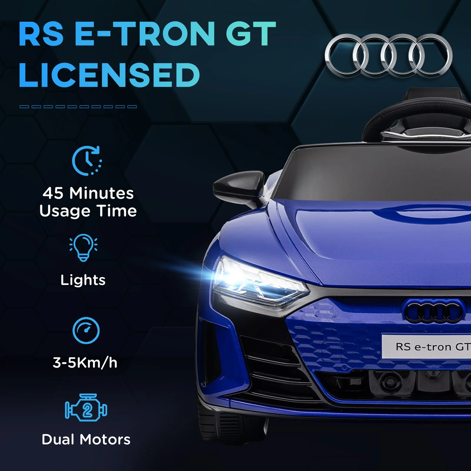 12V Kids Electric Ride-On Car Licensed Audi RS e-tron GT Dark Blue - Image 8