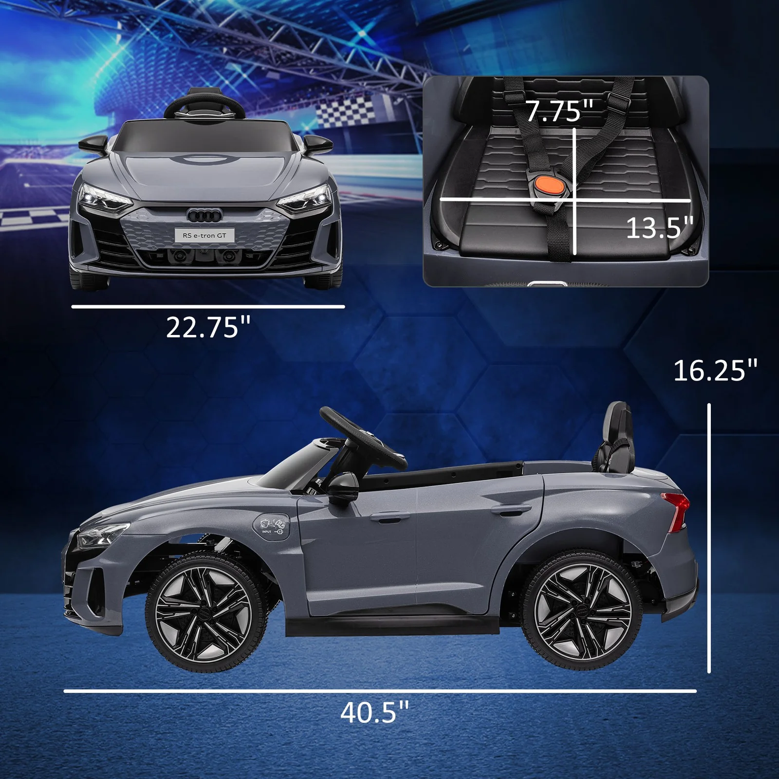 12V Kids Electric Ride-On Car Licensed Audi RS e-tron GT Gray - Image 2