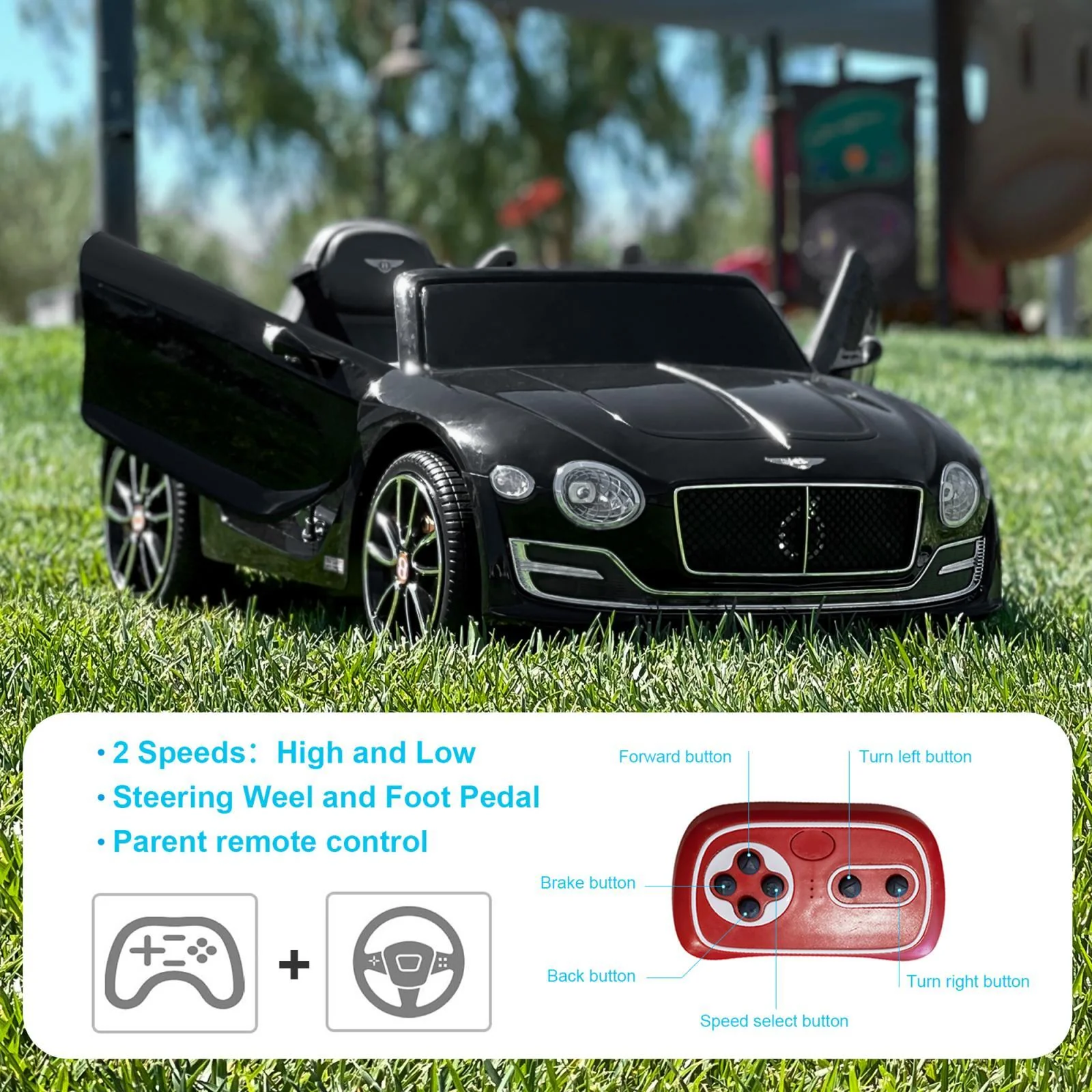 12V Kids Electric Ride-On Car Licensed Bentley Style with Remote Control and LED Lights - Image 12