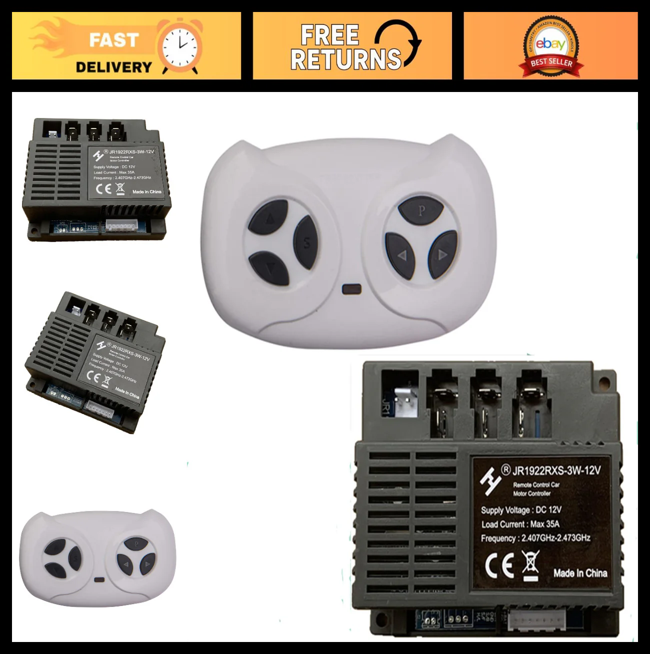 12V Remote Control Kit for Kids' Electric Ride-On Car with 2.4G Bluetooth Features