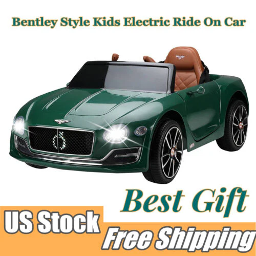 12V Kids Electric Ride on Car with Remote Control and LED Lights - Bentley Style Toy Gift