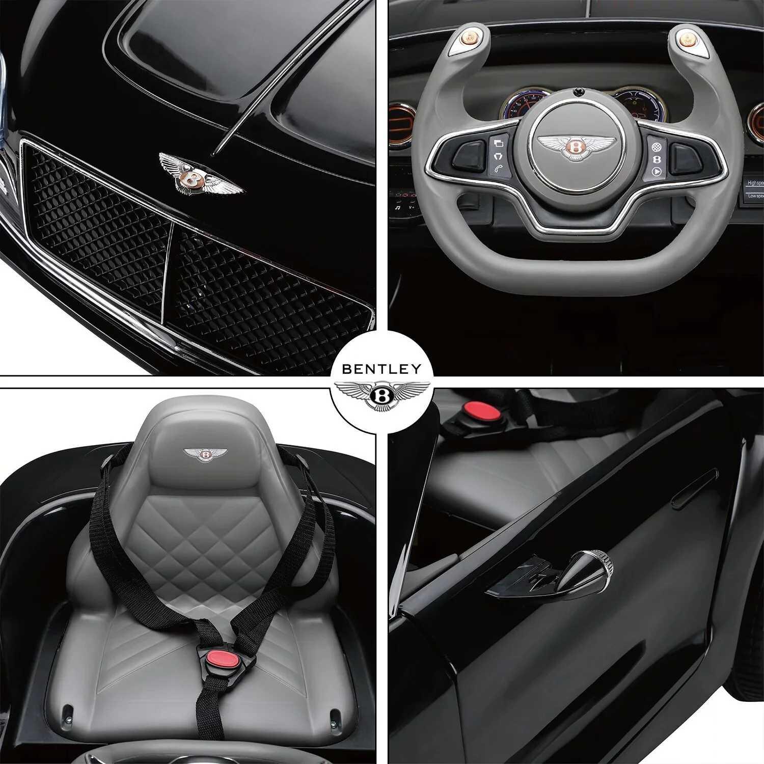 12V Kids Electric Ride-On Car Licensed Bentley Style with Remote Control and LED Lights - Image 14