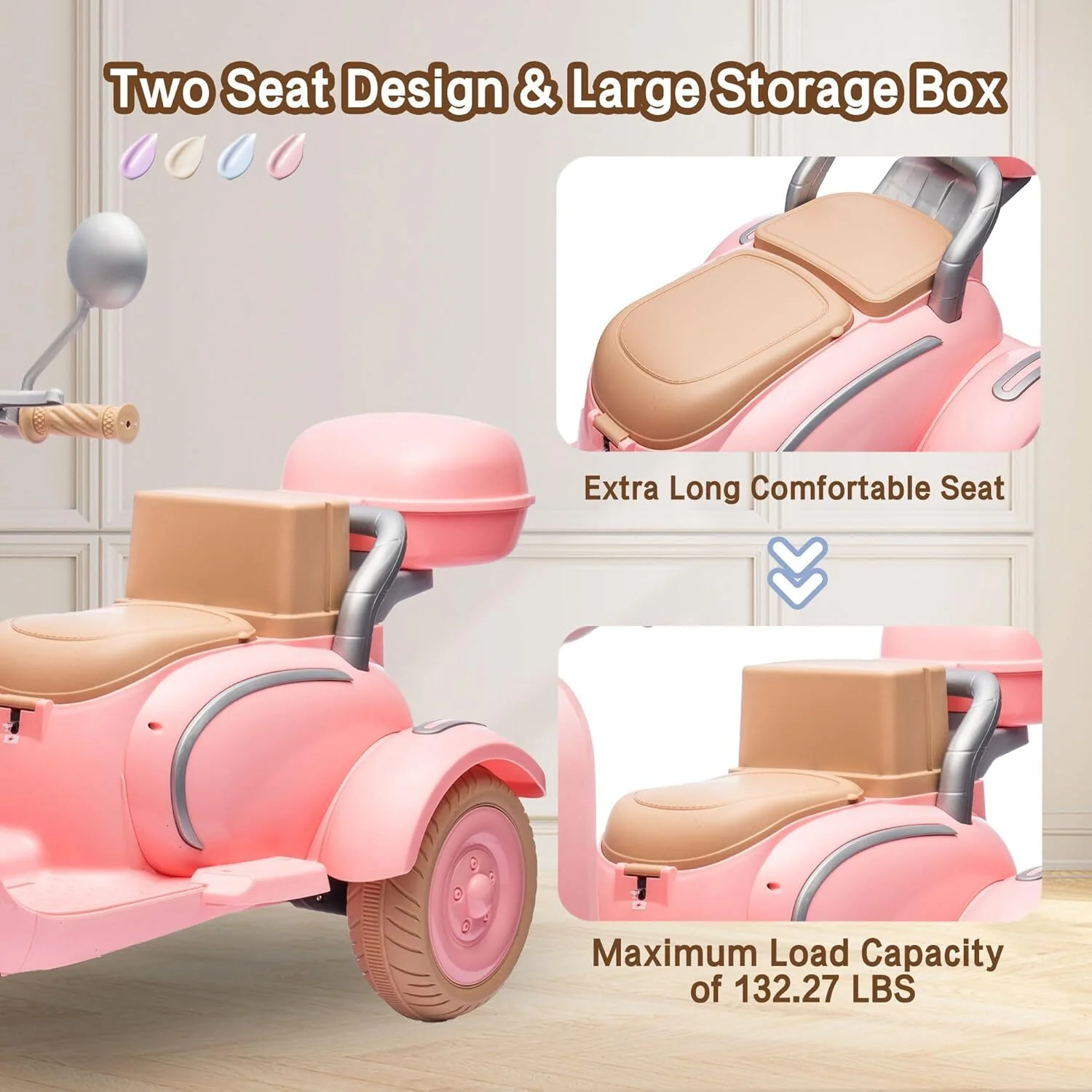 12V Kids Electric Ride-On Tricycle Motorcycle with Bluetooth and LED Lights - Image 20